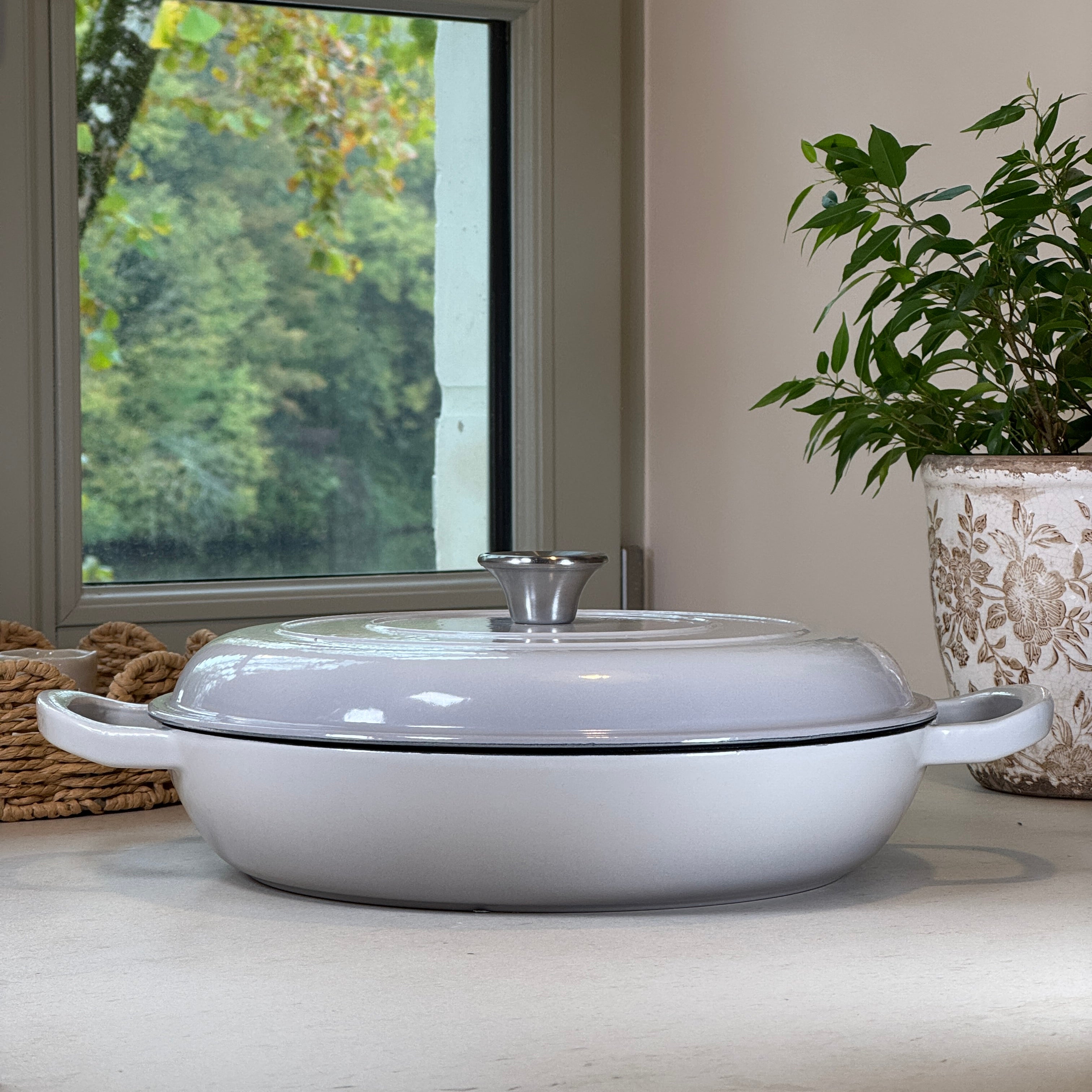 Ensemble 7 pièces en fonte émaillée - Gris Meringue