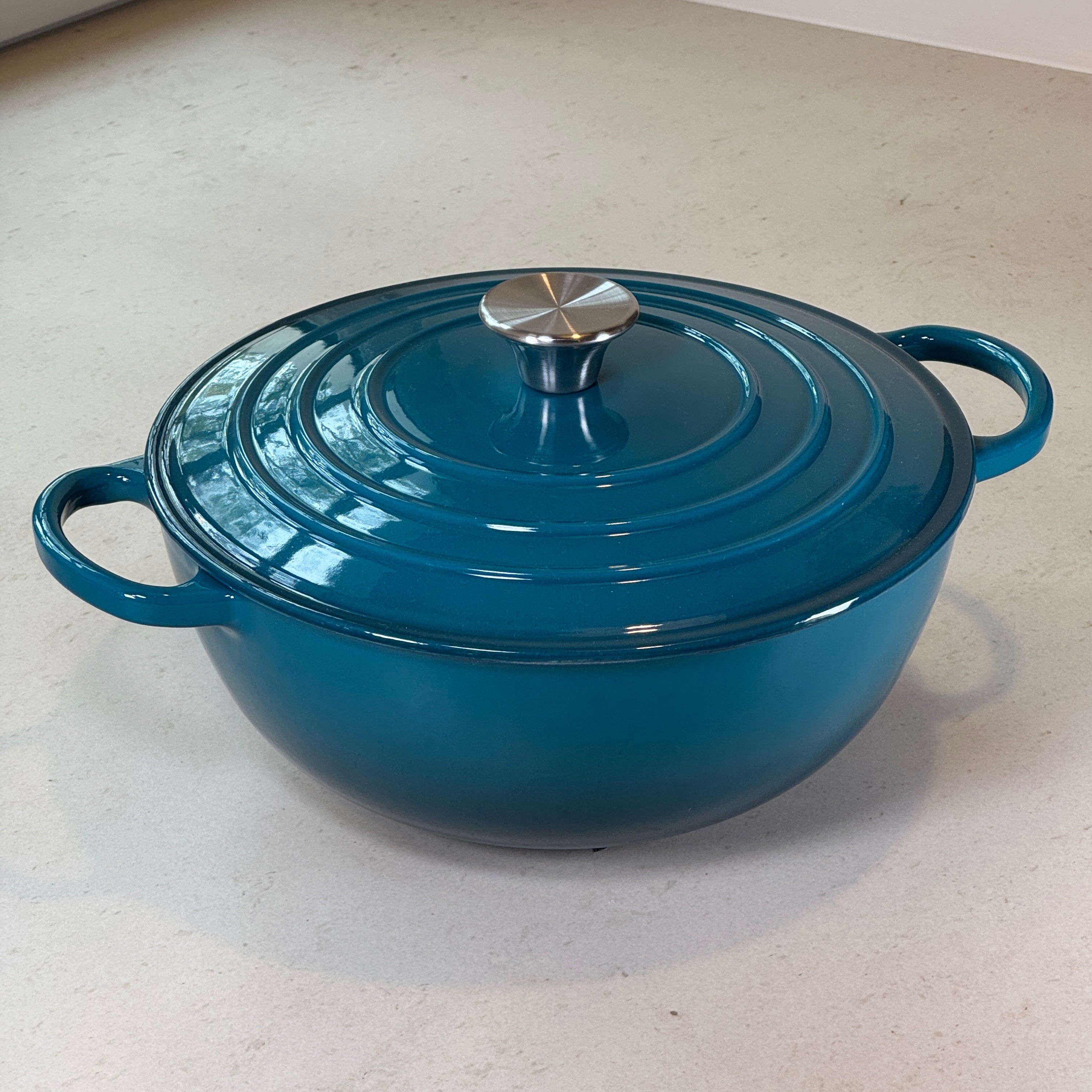 Marmite ronde en fonte émaillée – Bleu Cyan