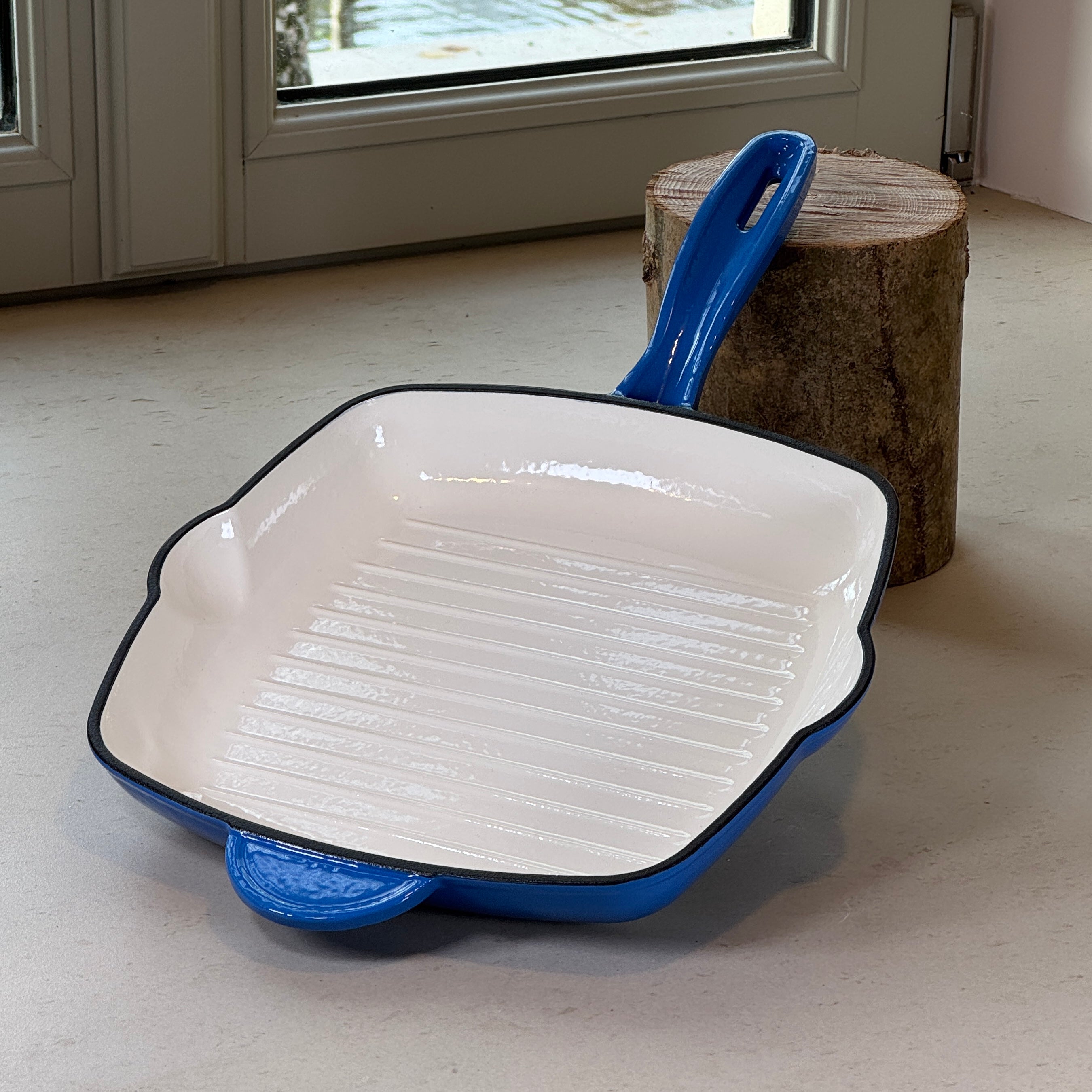 Grill carré en fonte émaillée - Bleu Myrtille