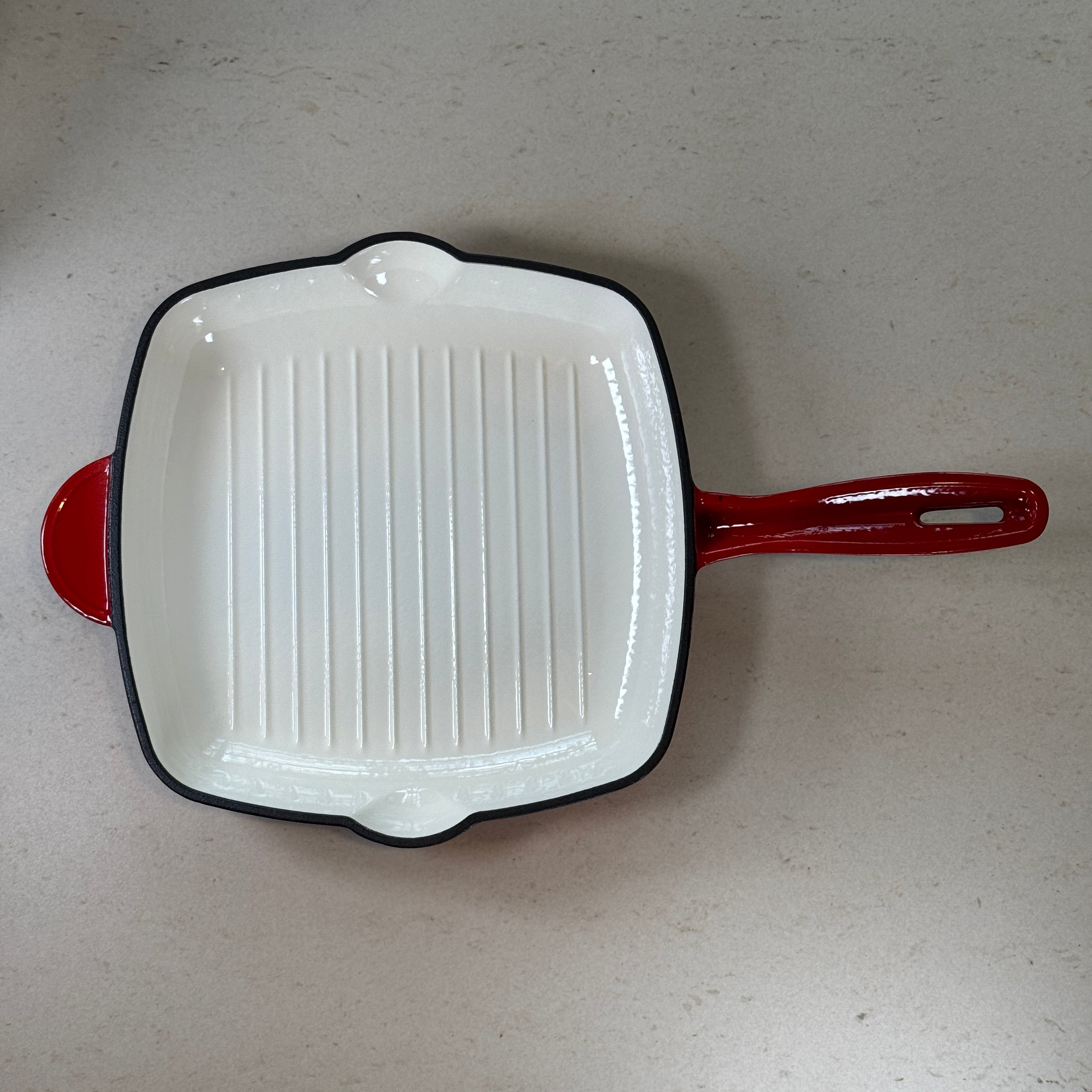 Grill carré en fonte émaillée - Rouge Cerise