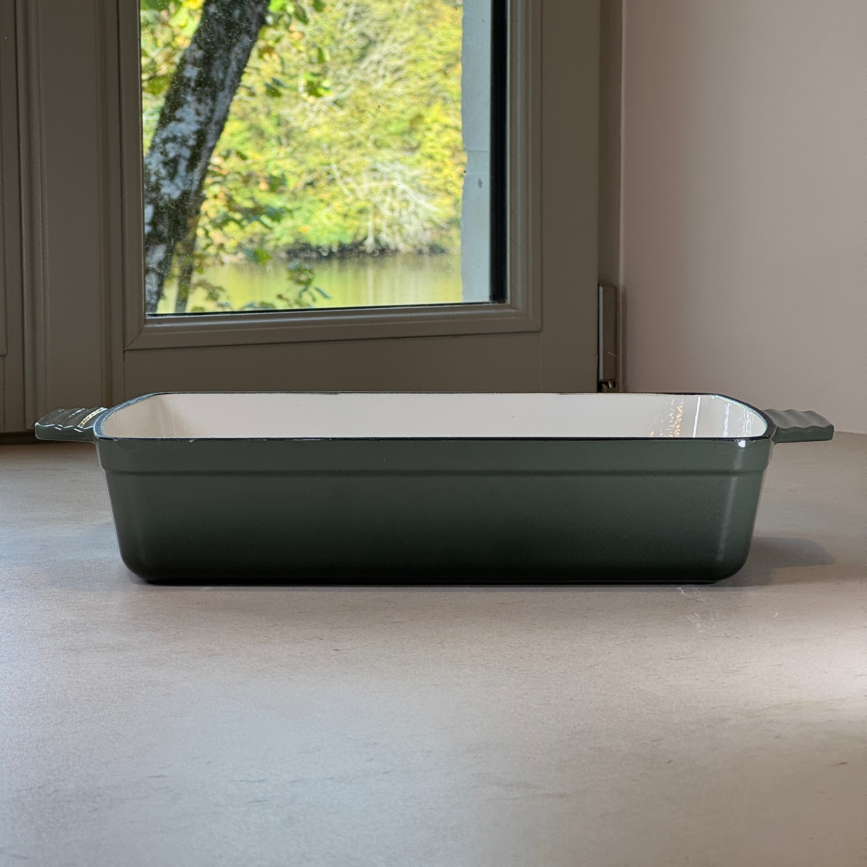 Plat à rôtir rectangulaire en fonte émaillée – Vert Sapin