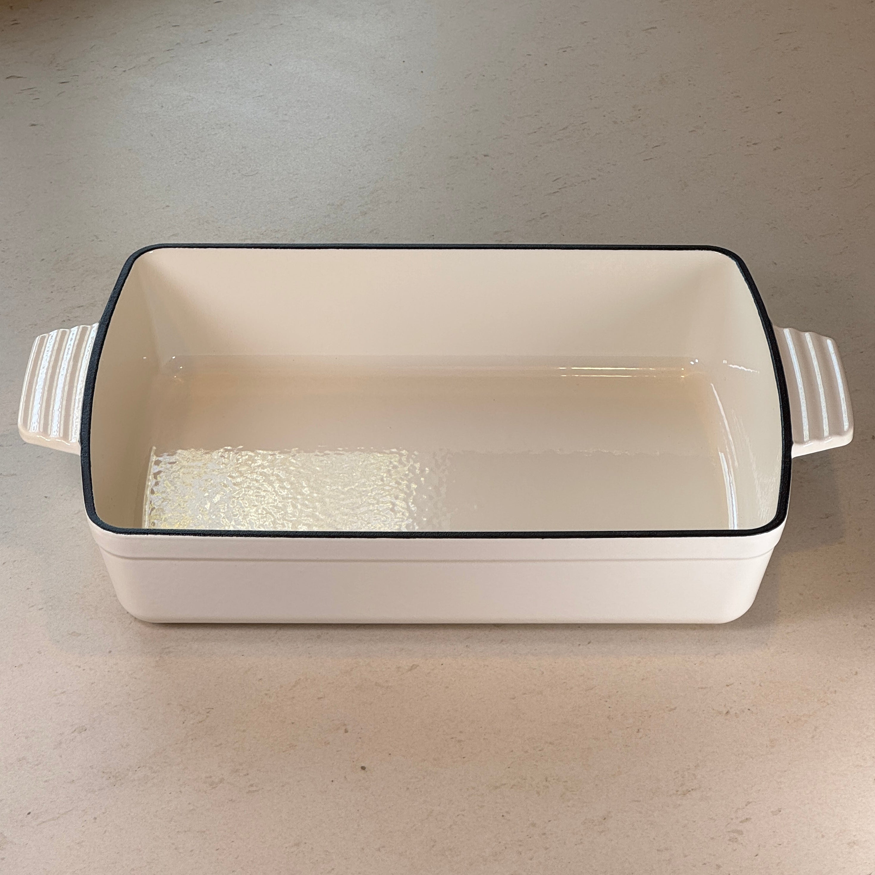 Plat à rôtir rectangulaire en fonte émaillée – Blanc Vanille