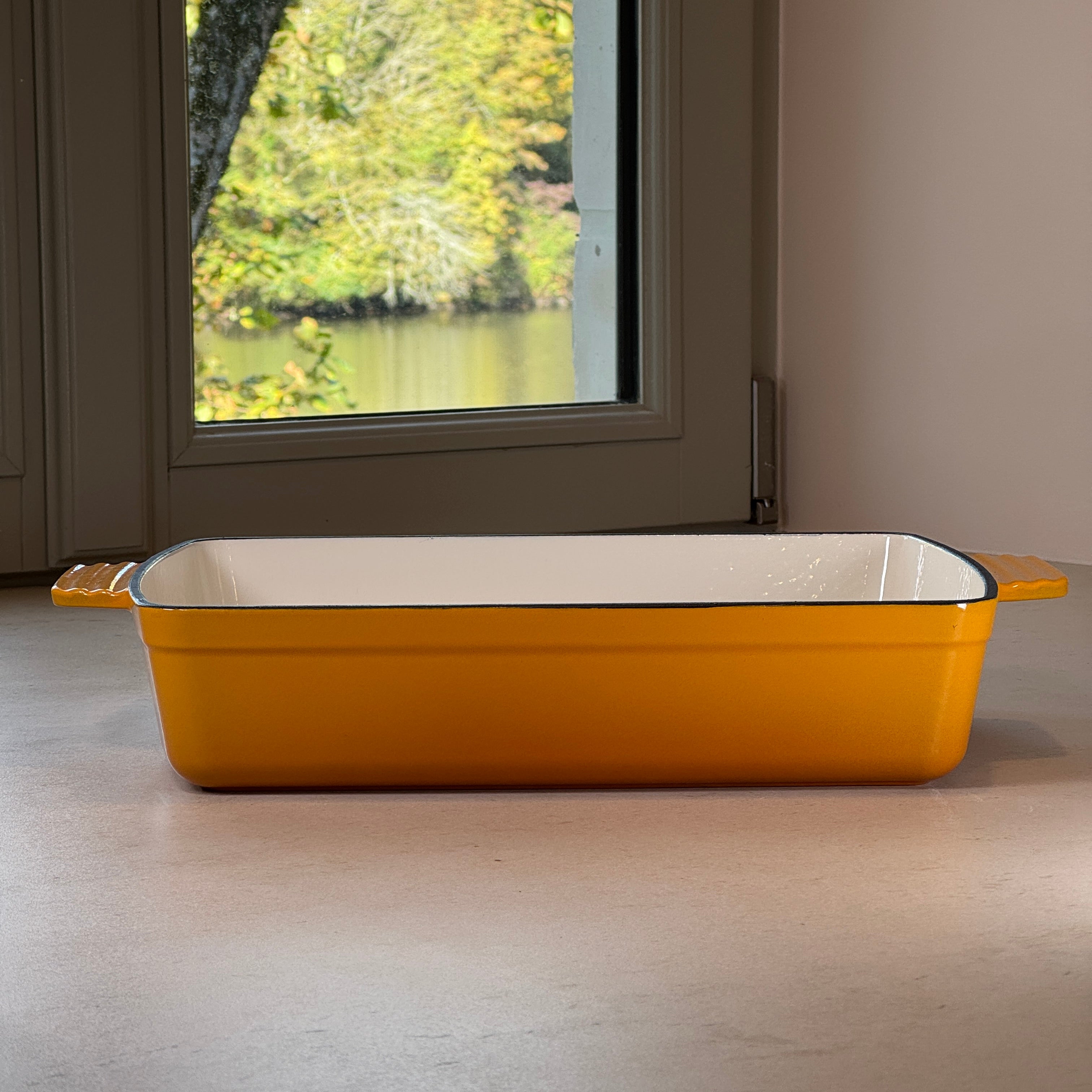 Plat à rôtir rectangulaire en fonte émaillée – Jaune Moutarde
