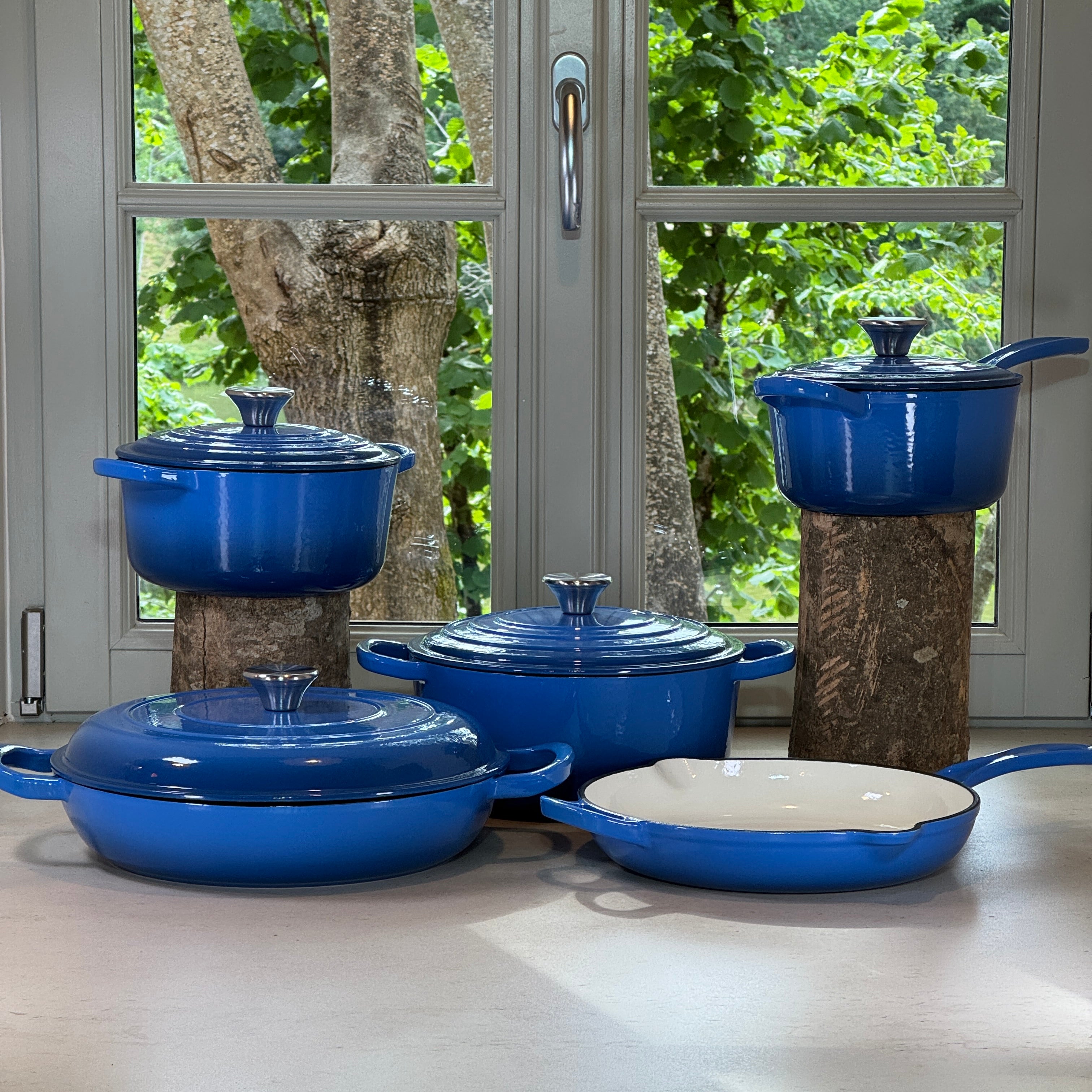 Ensemble 5 pièces en fonte émaillée – Bleu Myrtille