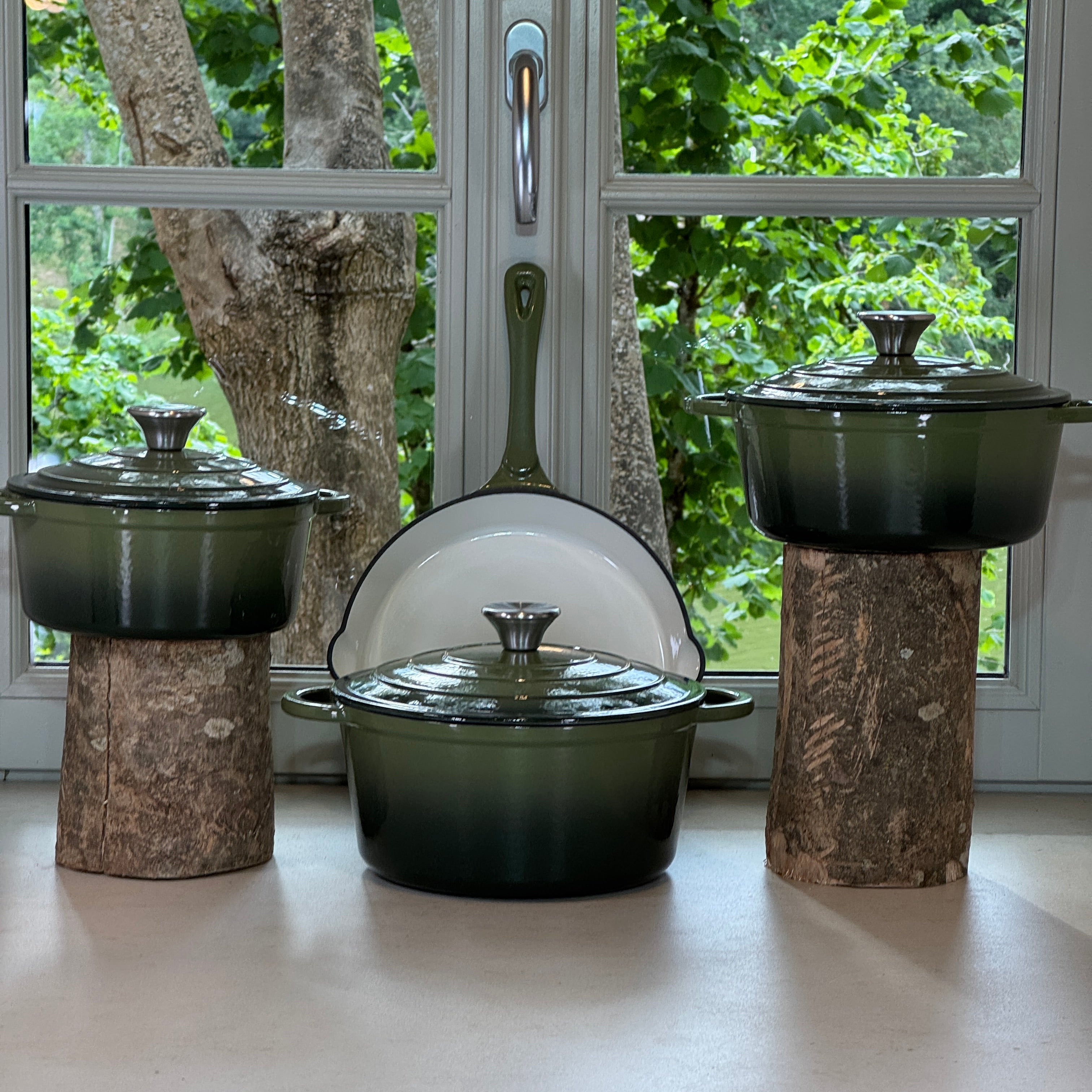 Ensemble 4 pièces en fonte émaillée – Vert Sapin