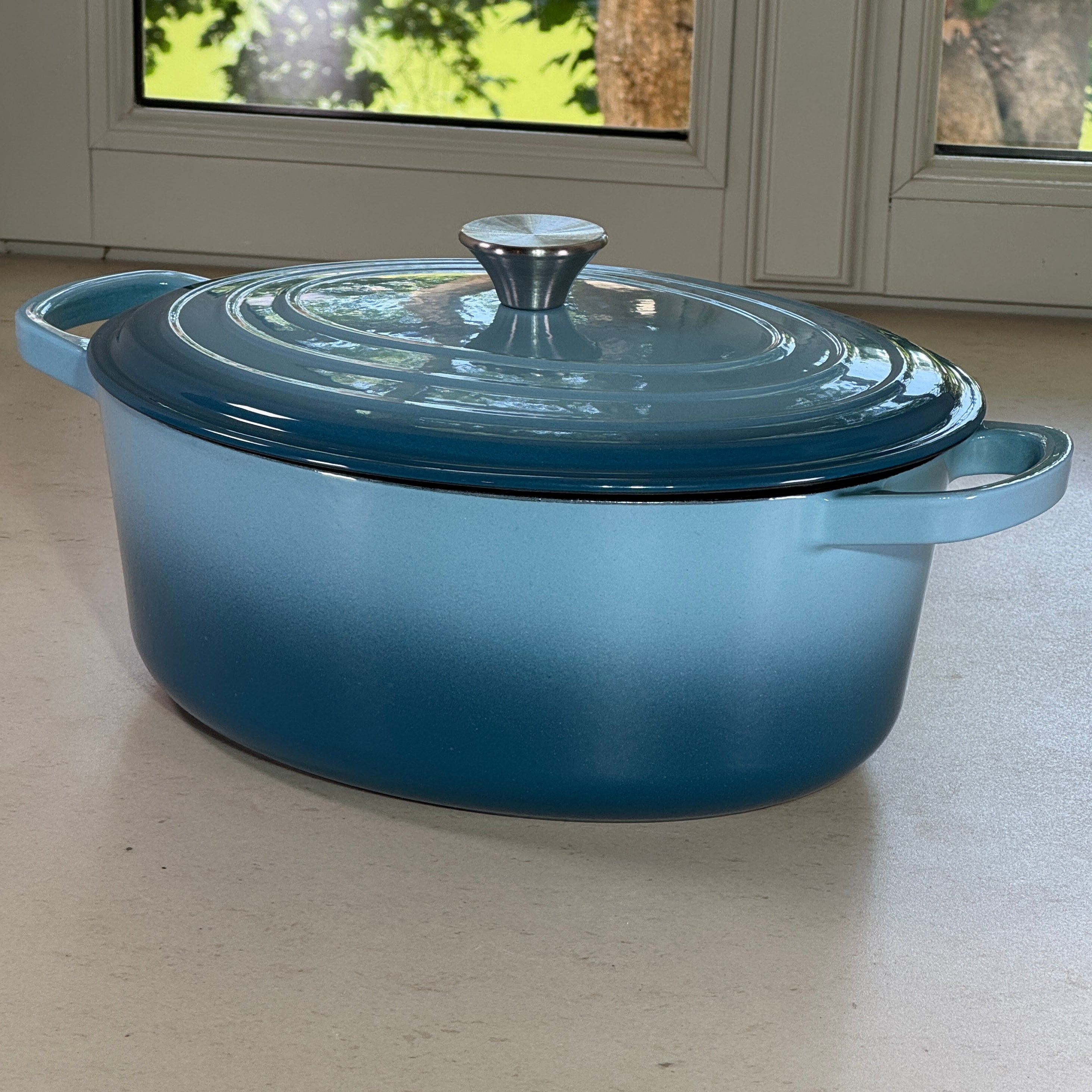 Cocotte ovale en fonte émaillée – Turquoise