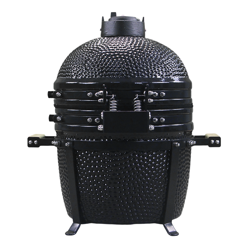 Barbecue kamado 15 pouces noir dos fermé avec vu ressort