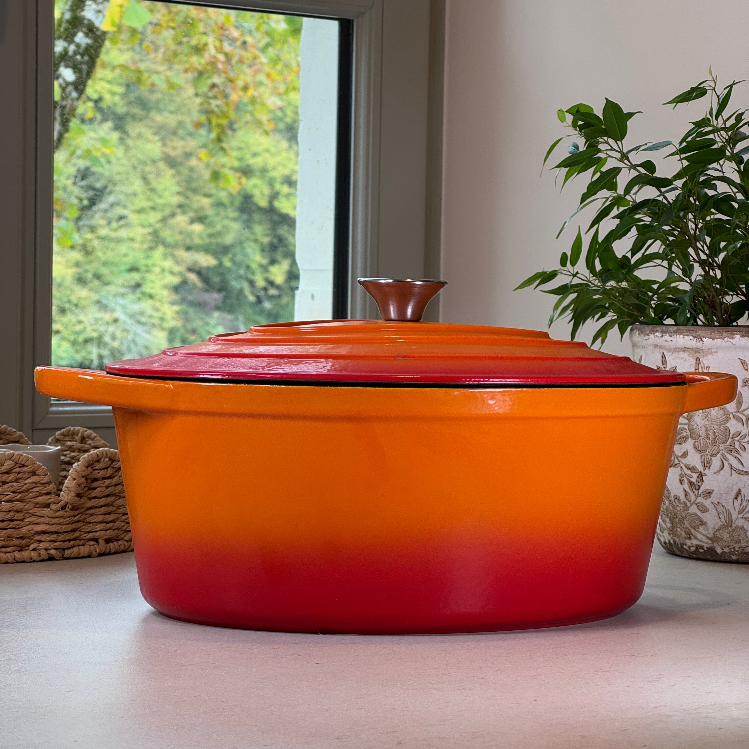 Cocotte ovale fonte émaillée orange