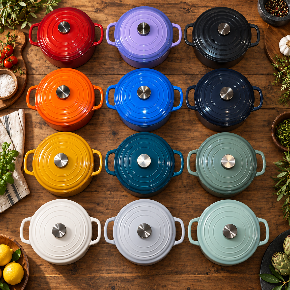 Colorama cocotte ronde en fonte émaillée Mamie Cocottes