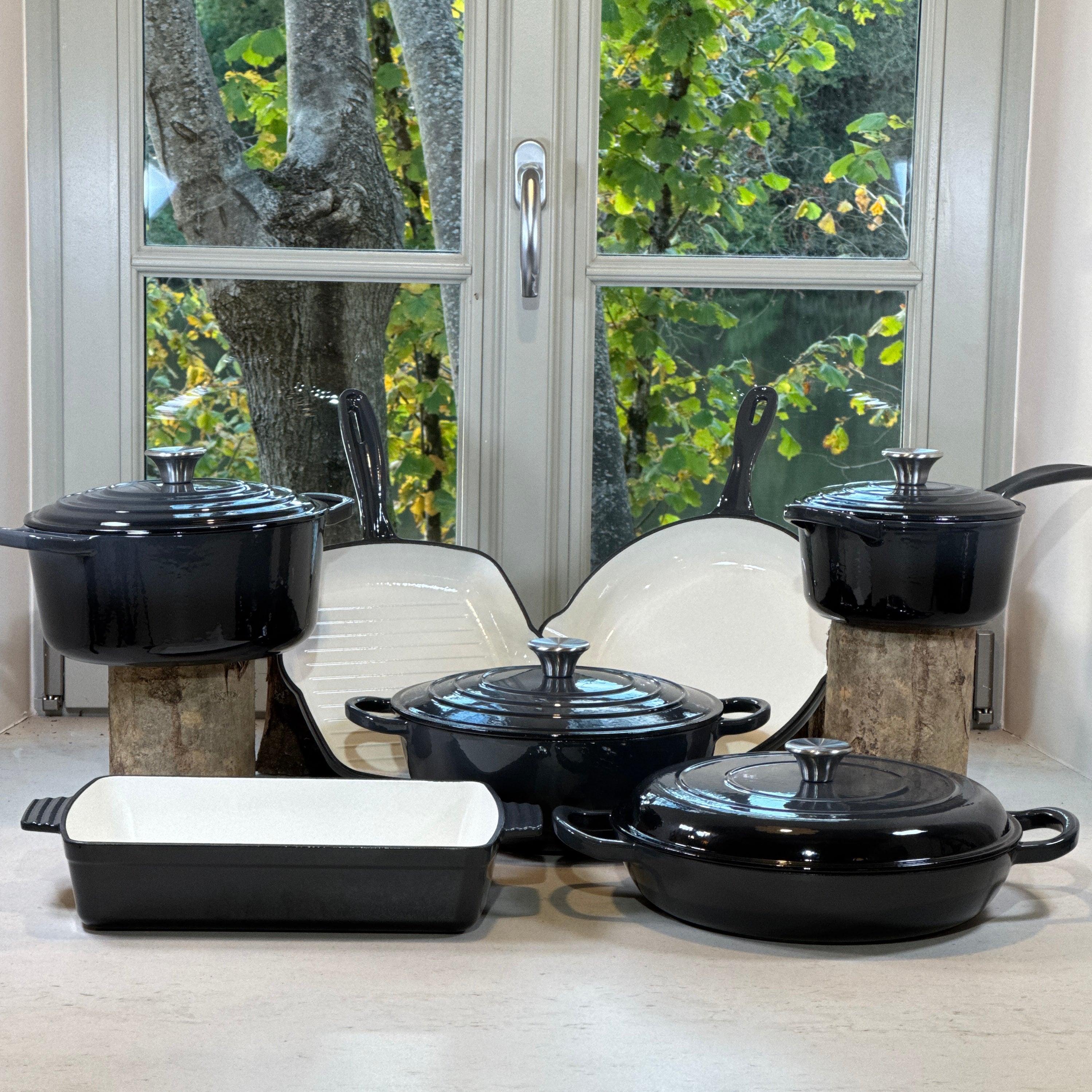 Ensemble sept pièces fonte émaillée Gris Truffe