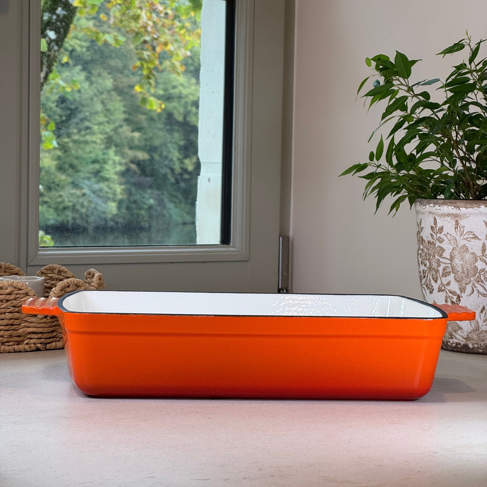 Plat à rôtir en fonte émaillée Orange idéal pour gratins, rôtis et plats au four