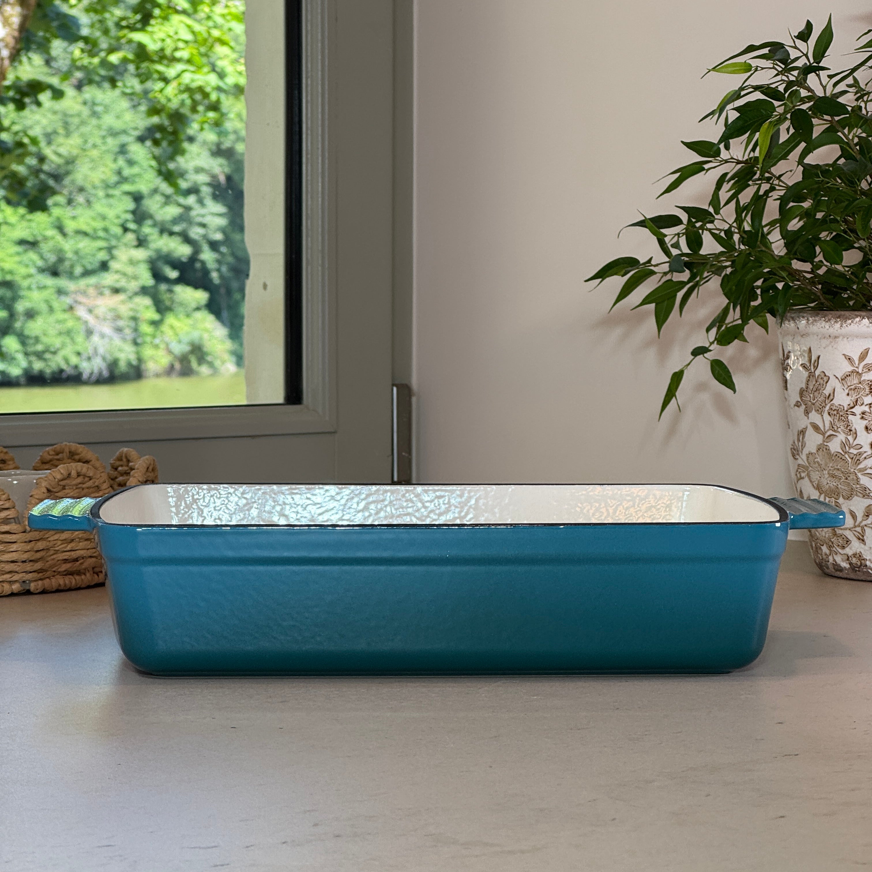 Plat à rôtir en fonte émaillée Turquoise idéal pour gratins, rôtis et plats au four