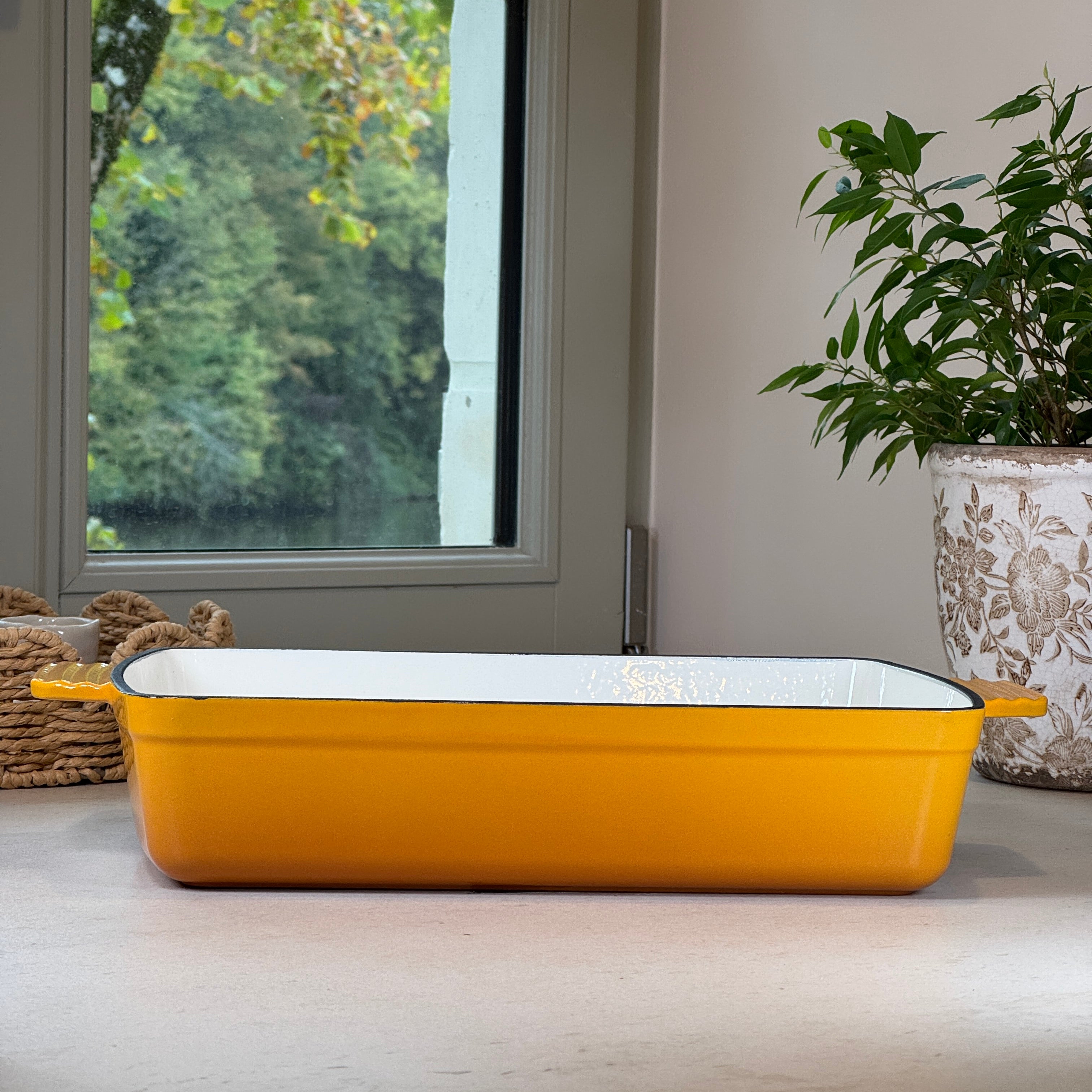 Plat à rôtir fonte émaillée Jaune Moutarde