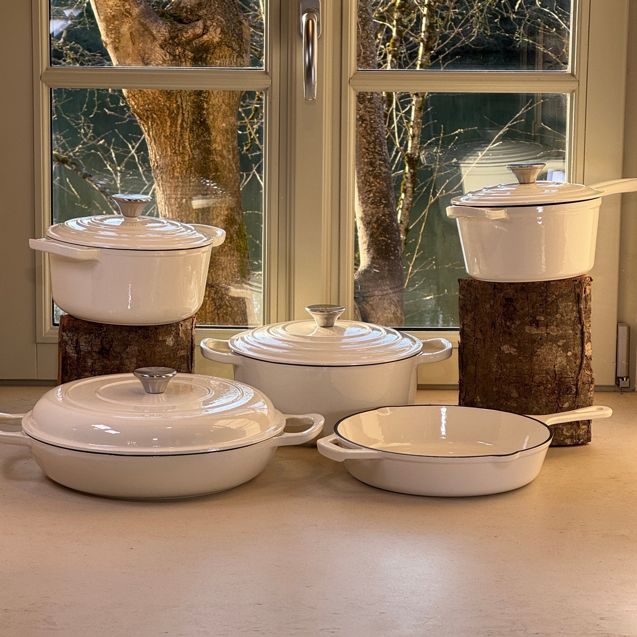 Set de 5 pièces en fonte émaillée Blanc Vanille