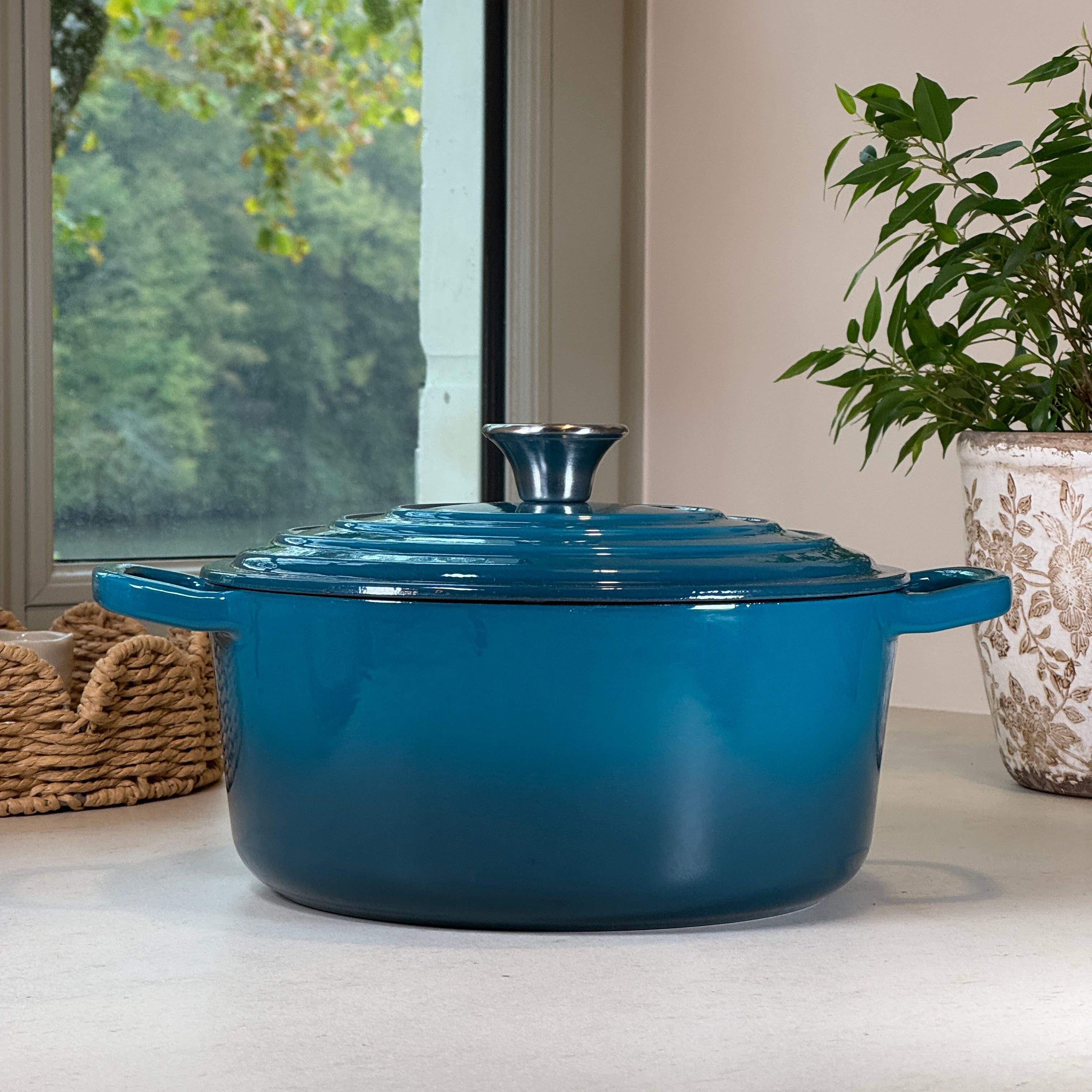 Ensemble 7 pièces en fonte émaillée - Bleu Cyan