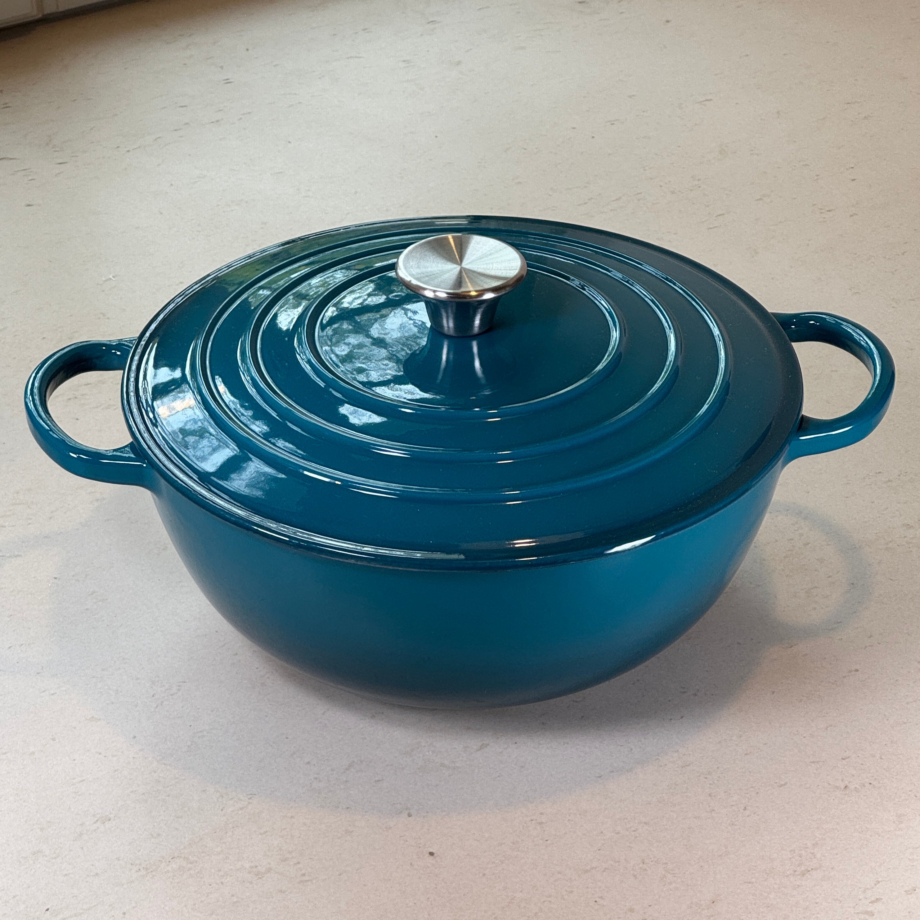 Marmite ronde en fonte émaillée – Bleu Cyan