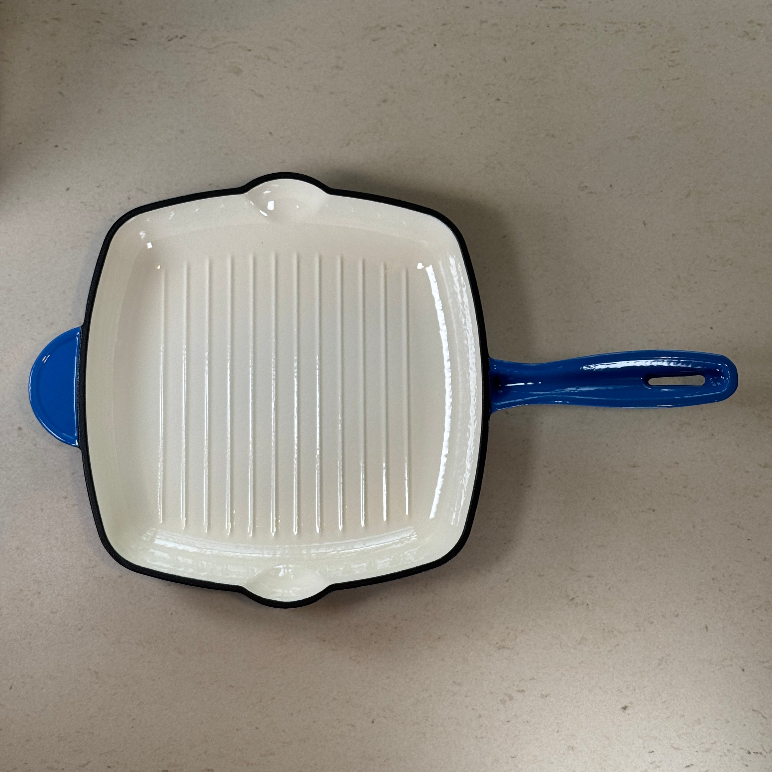 Grill carré en fonte émaillée - Bleu Myrtille