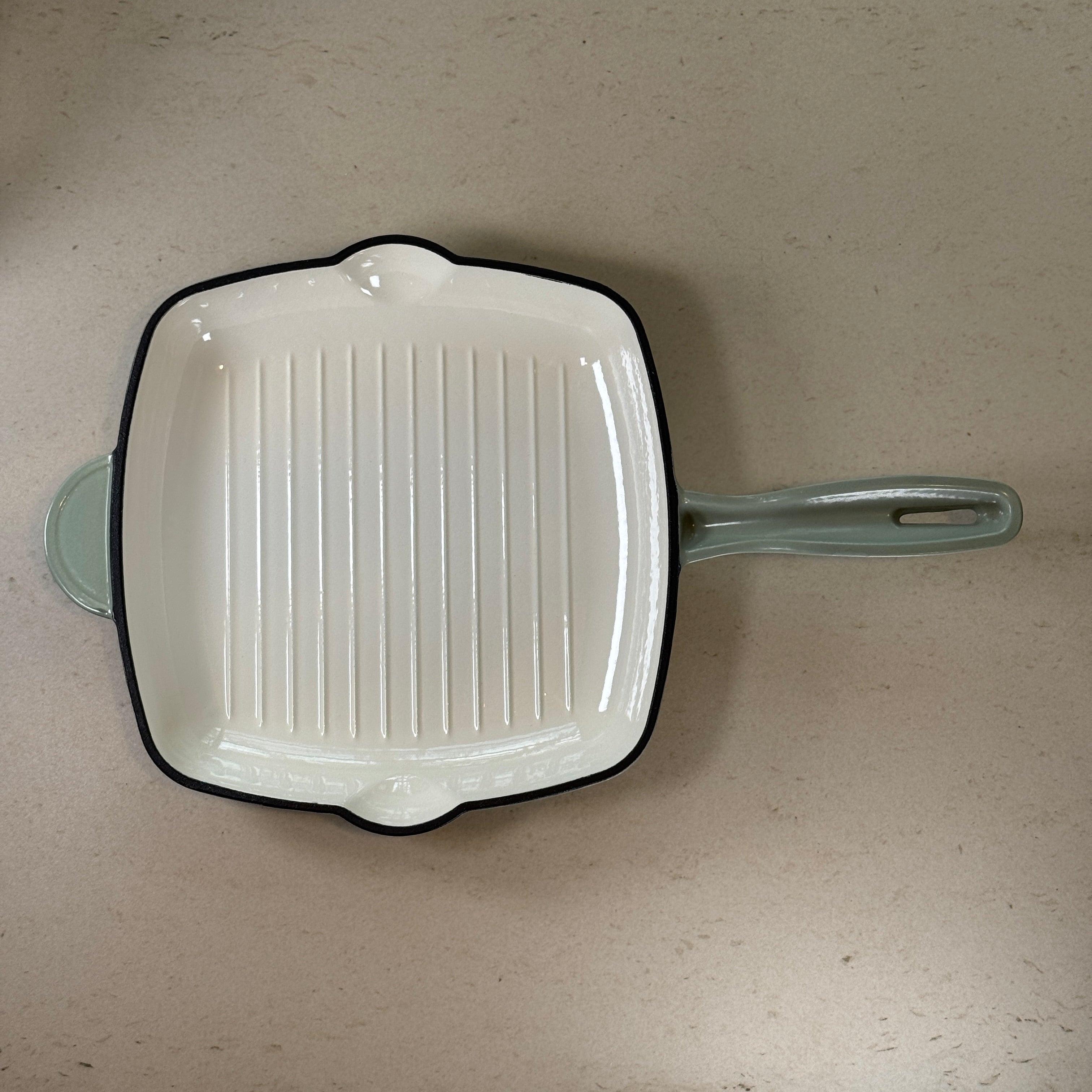 Grill carré en fonte émaillée - Vert Sauge