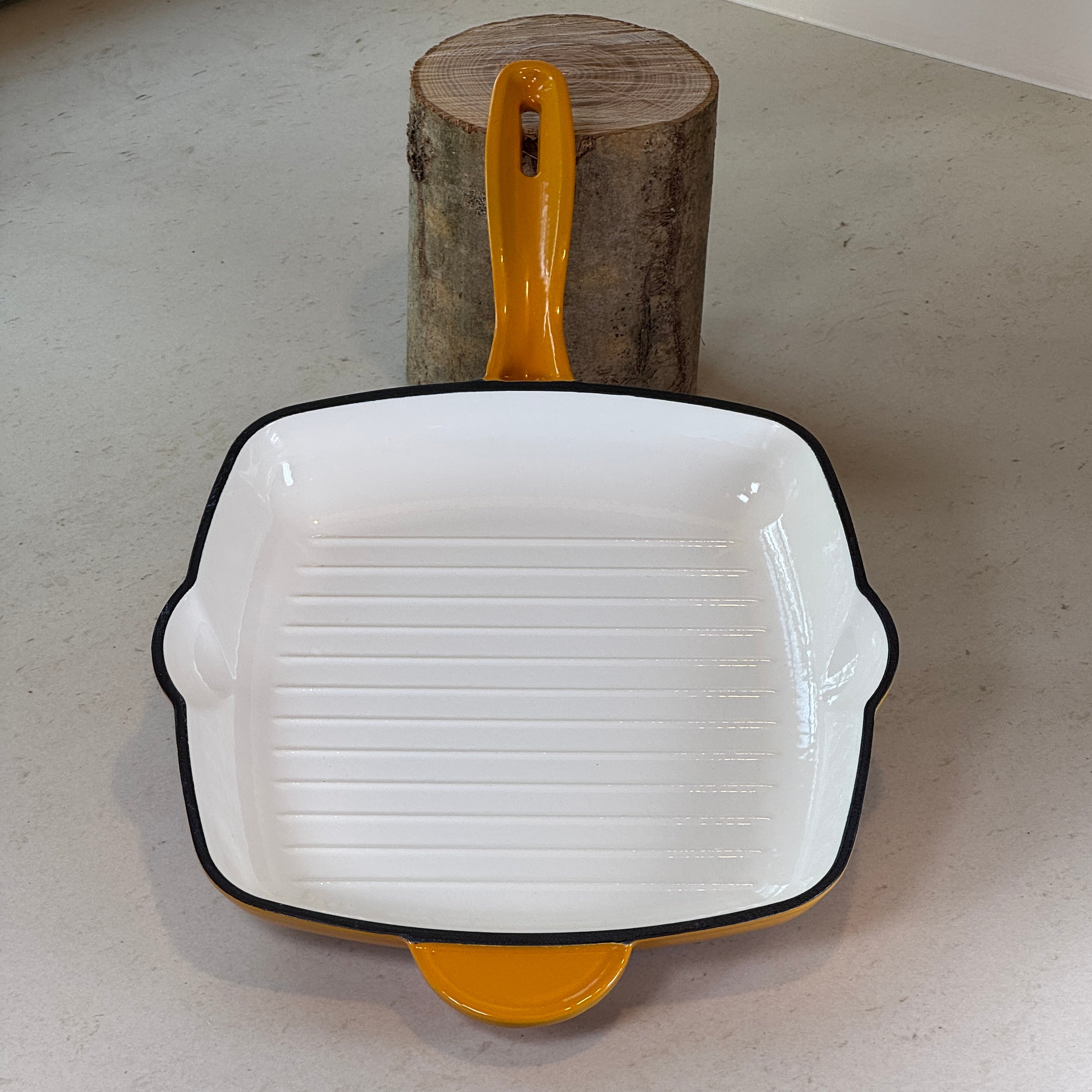 Grill carré en fonte émaillée - Jaune Moutarde