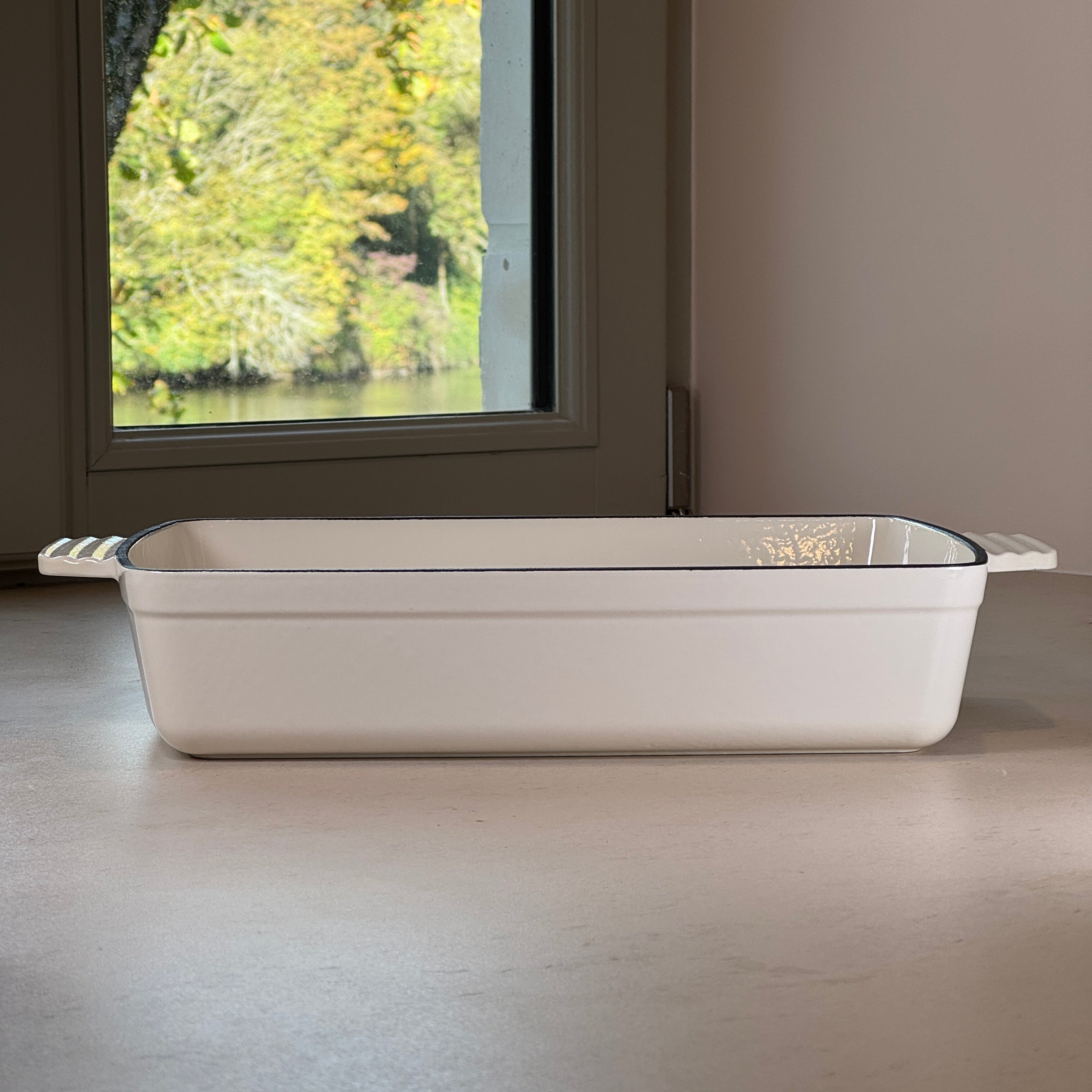 Plat à rôtir rectangulaire en fonte émaillée – Blanc Vanille