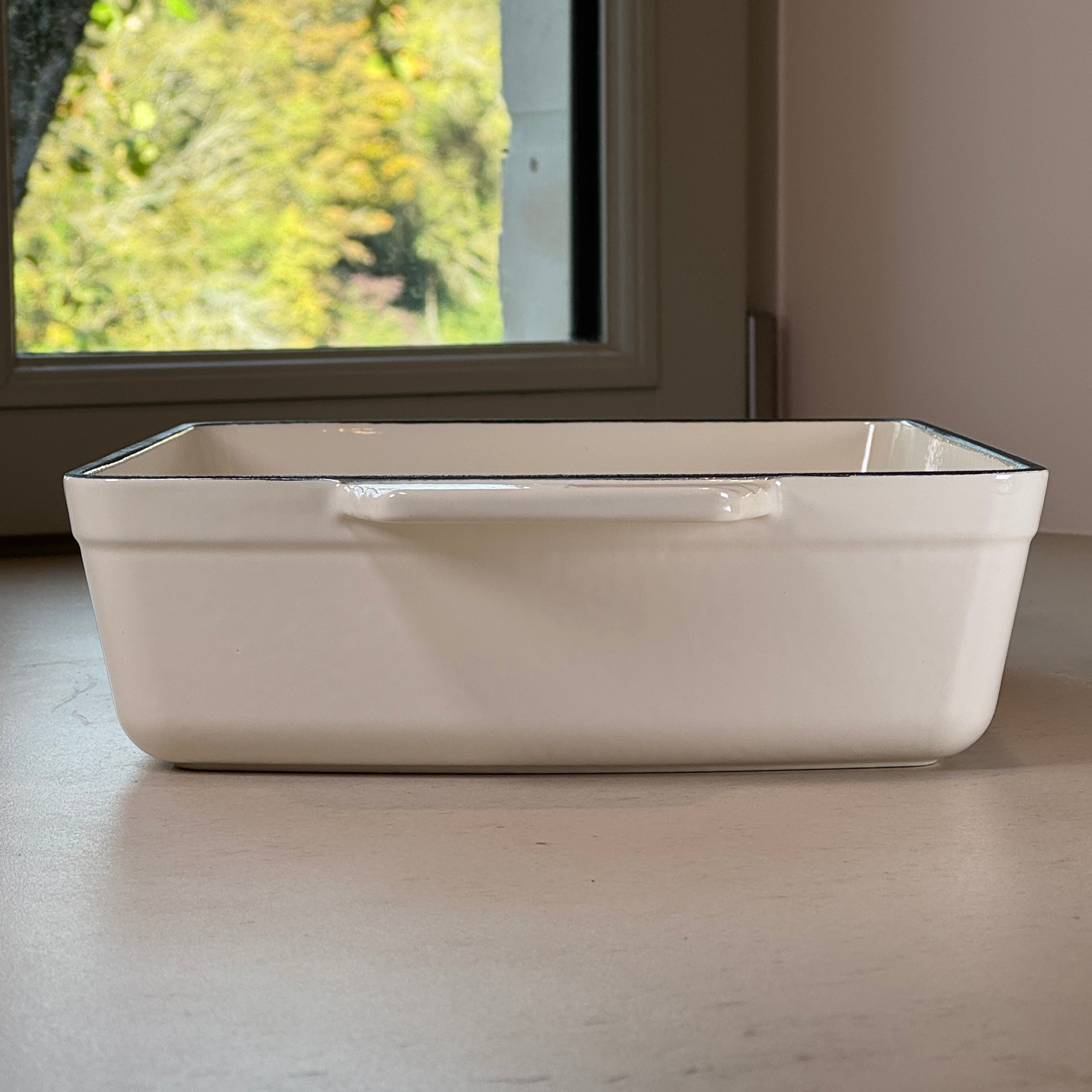 Plat à rôtir rectangulaire en fonte émaillée – Blanc Vanille