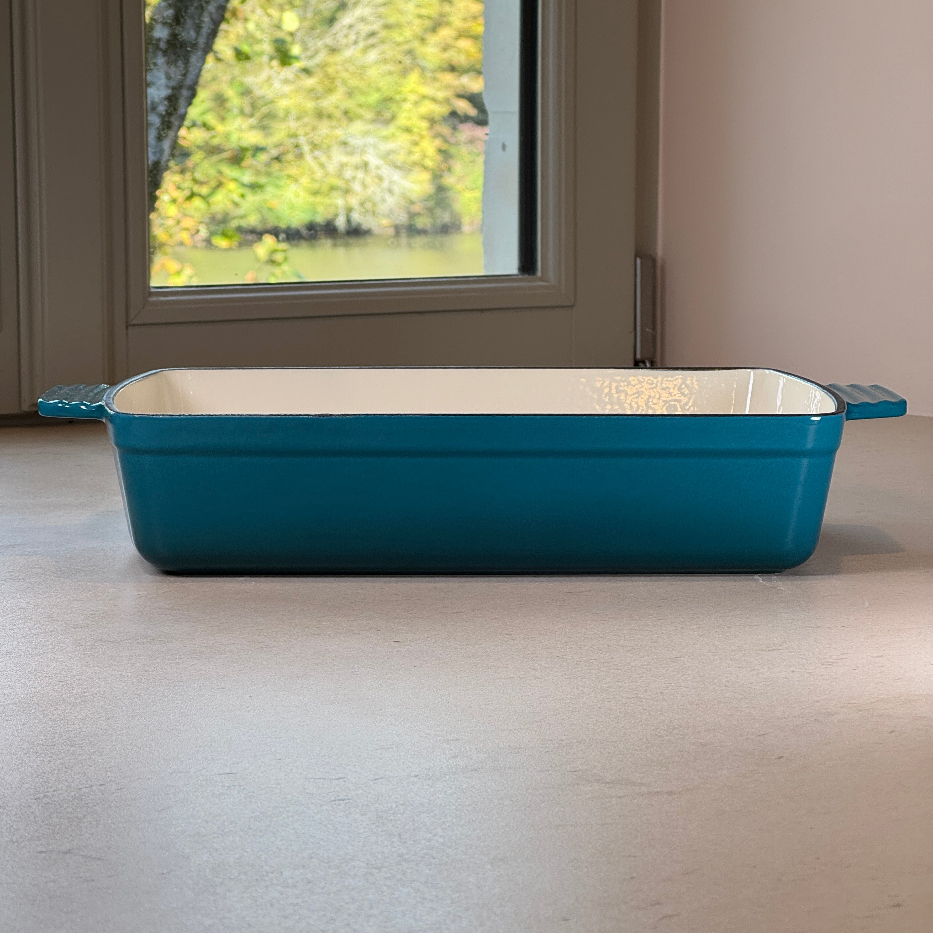 Plat à rôtir rectangulaire en fonte émaillée – Bleu Cyan