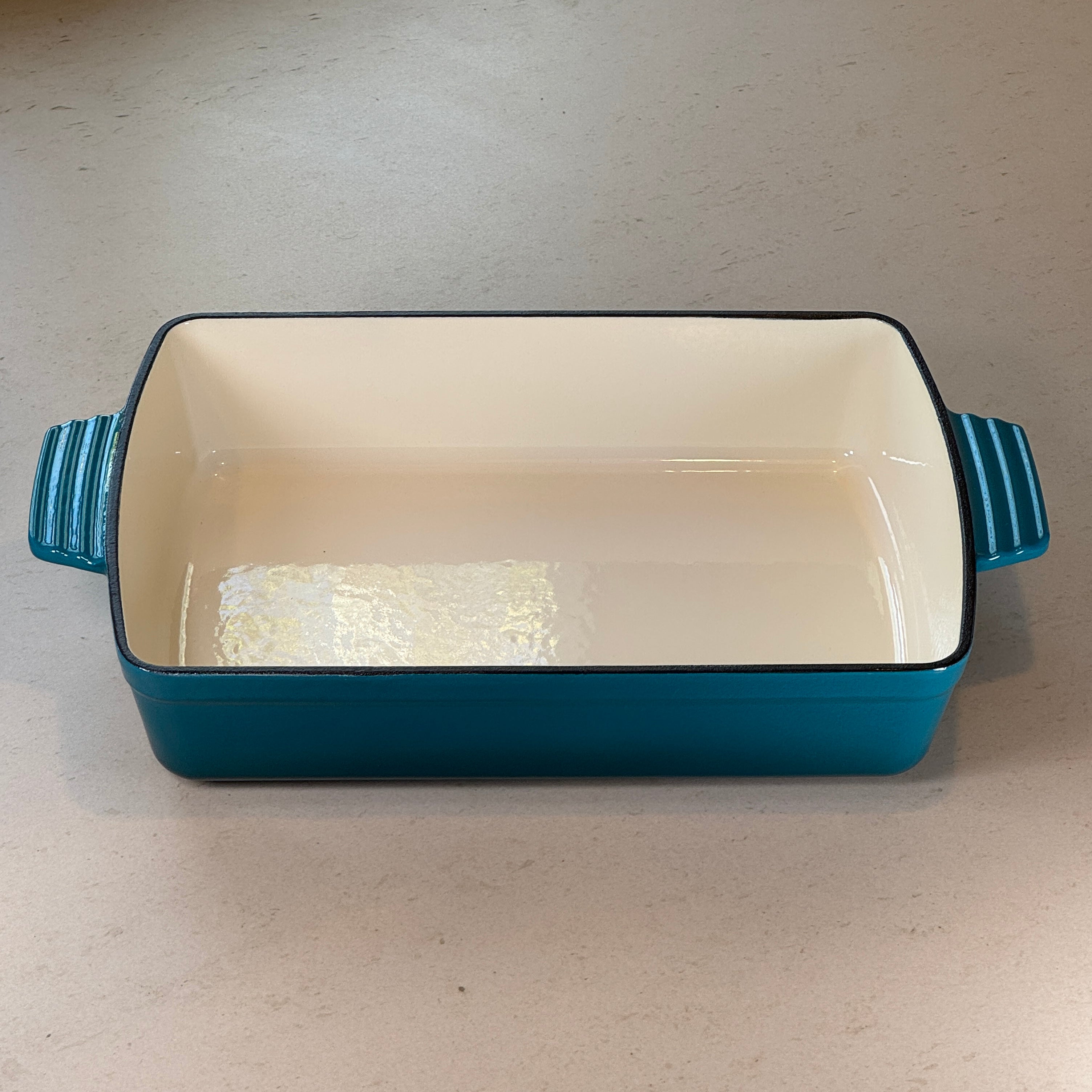 Plat à rôtir rectangulaire en fonte émaillée – Bleu Cyan