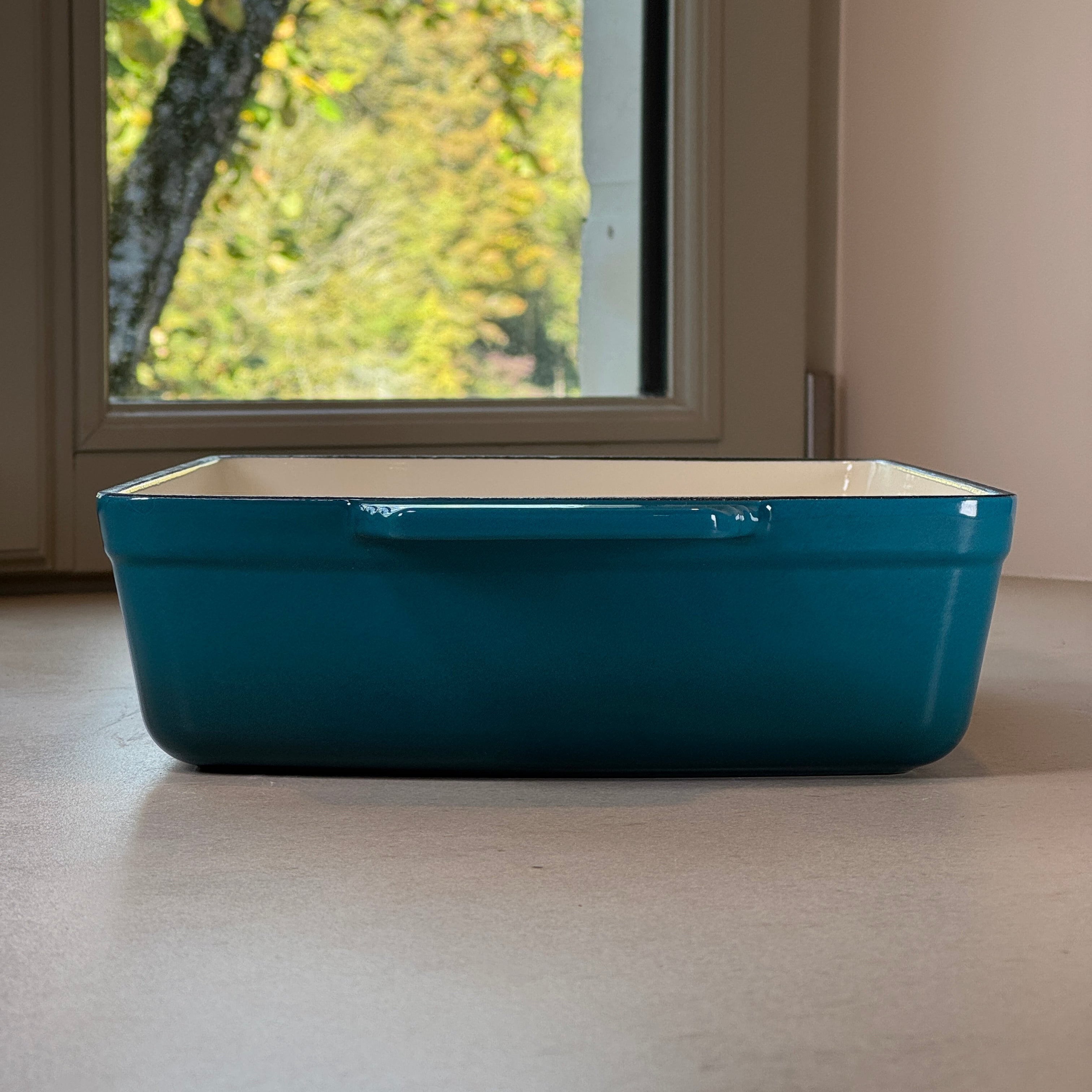 Plat à rôtir rectangulaire en fonte émaillée – Bleu Cyan