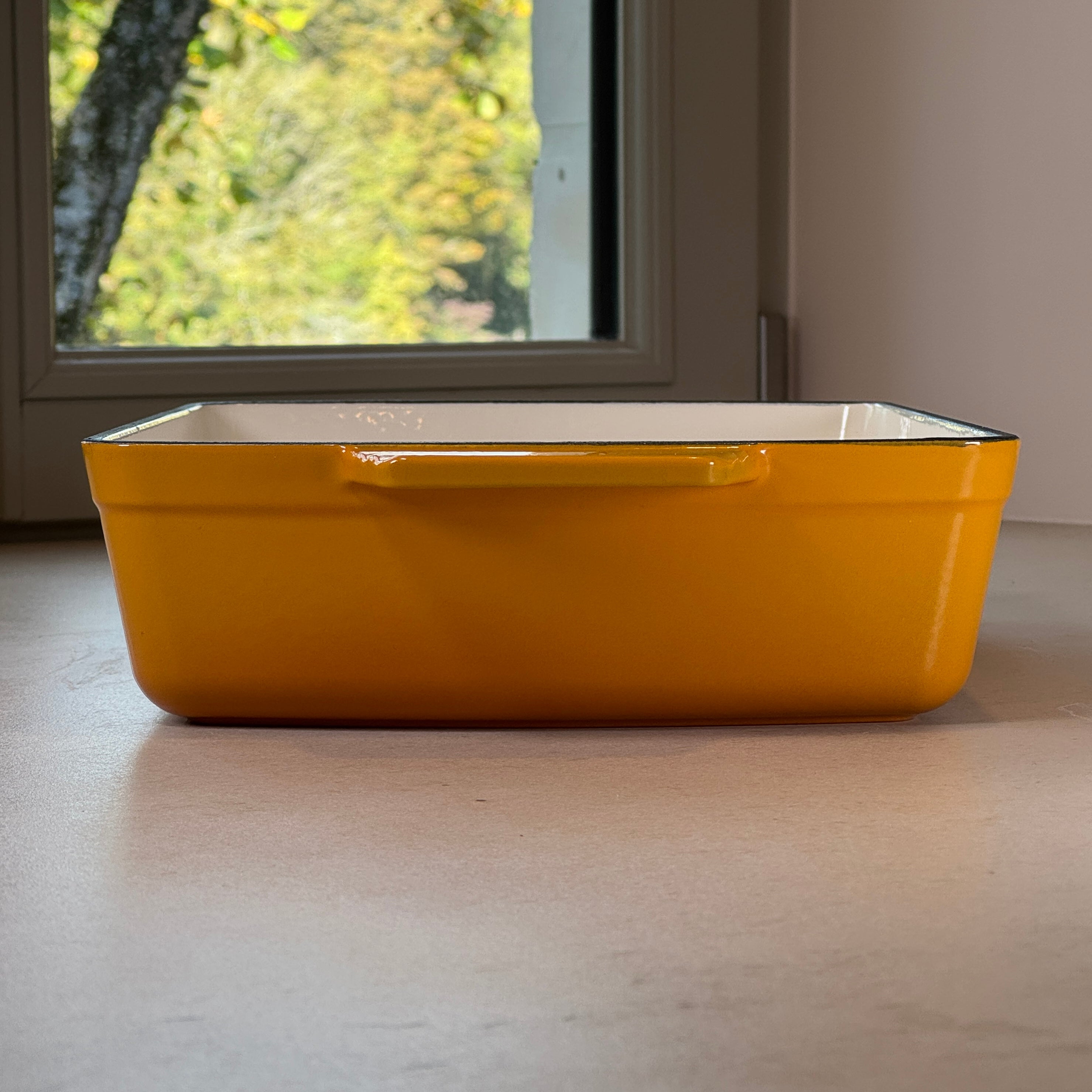 Plat à rôtir rectangulaire en fonte émaillée – Jaune Moutarde