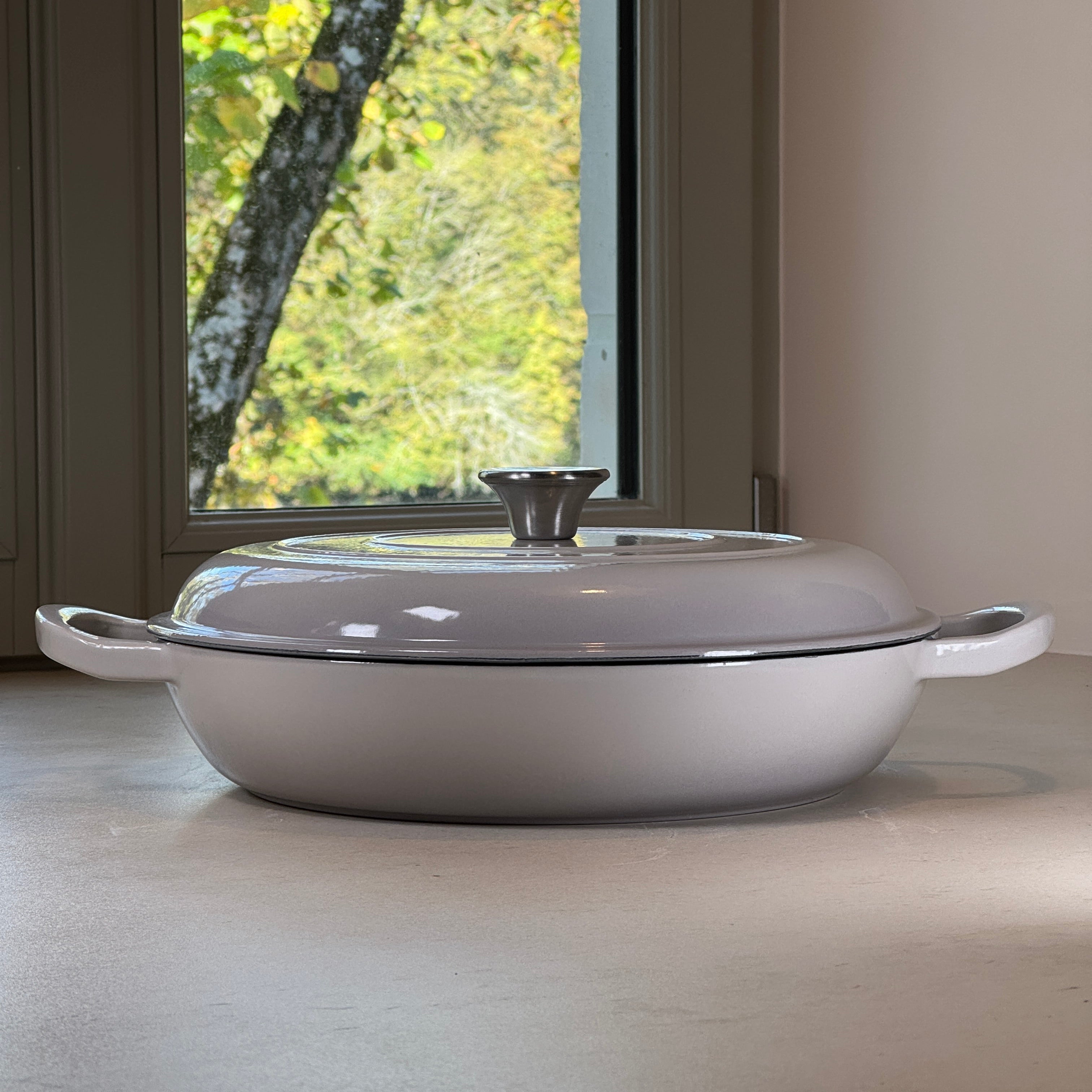 Faitout en fonte émaillée - Gris Meringue