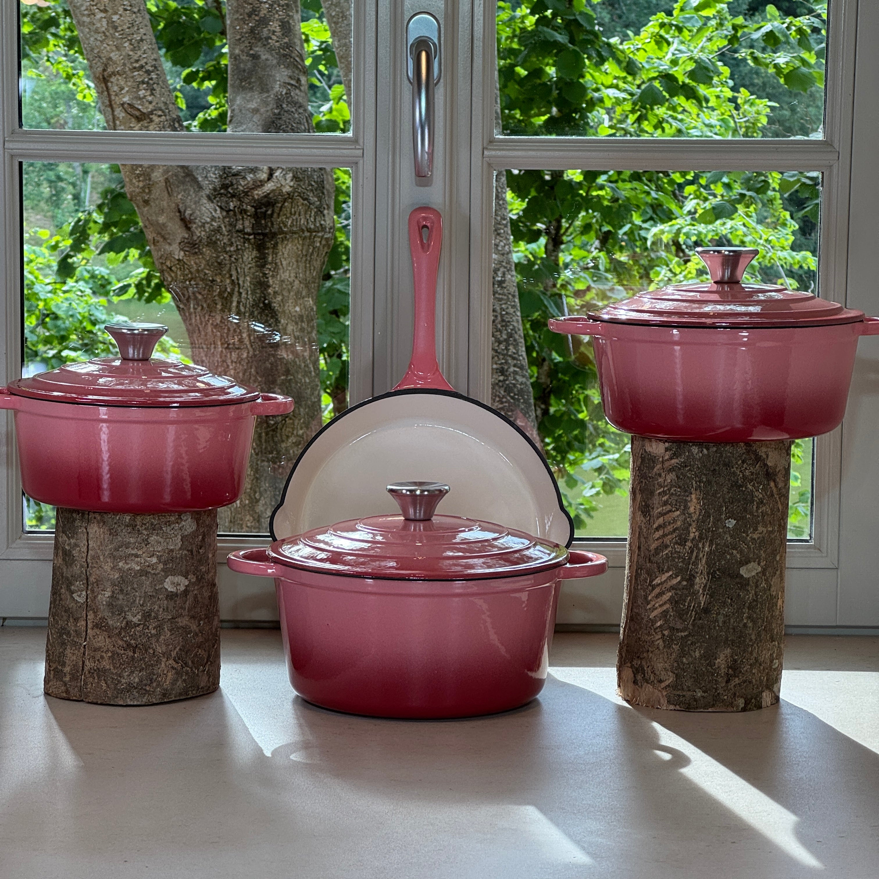 Ensemble 4 pièces en fonte émaillée – Rose