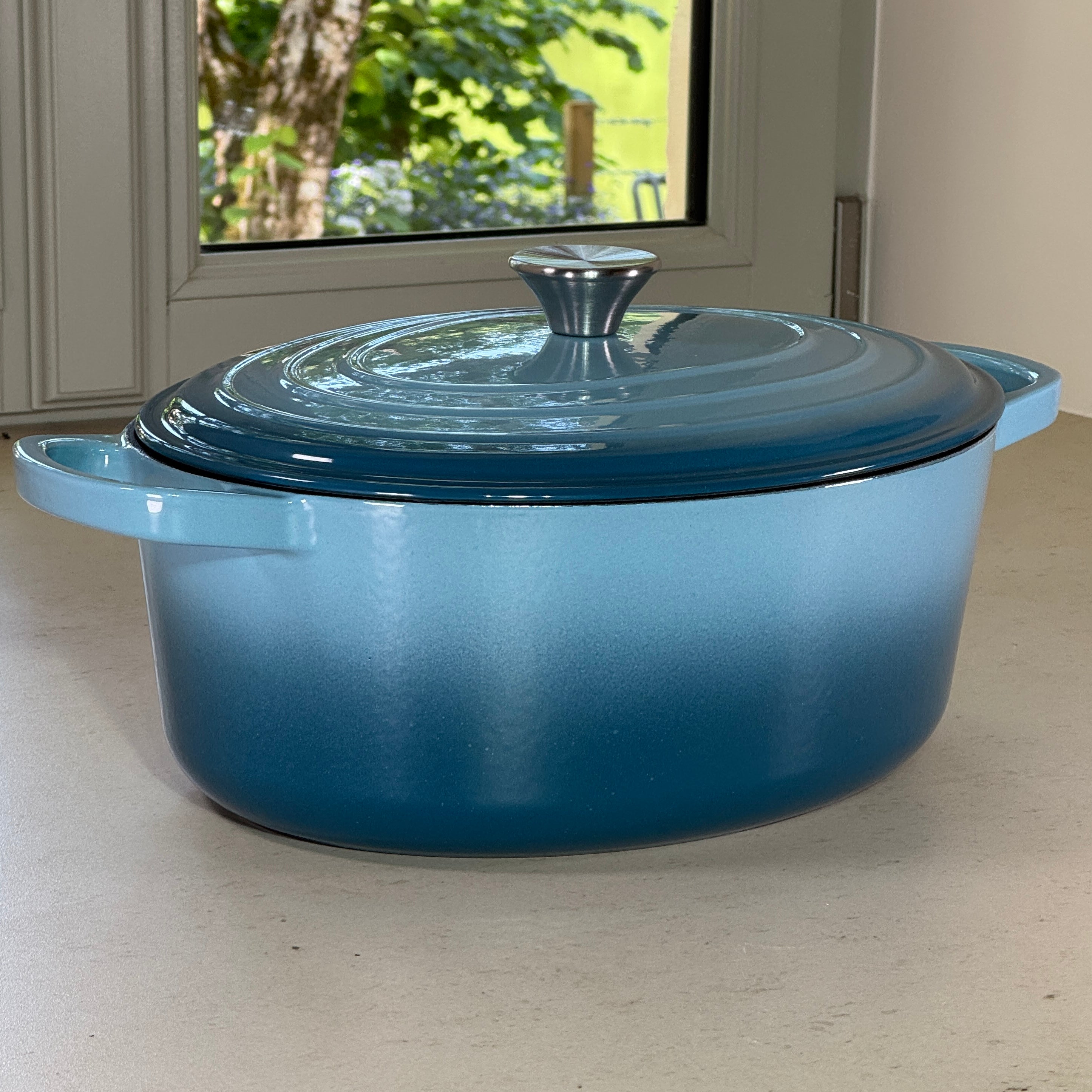 Cocotte ovale en fonte émaillée – Turquoise