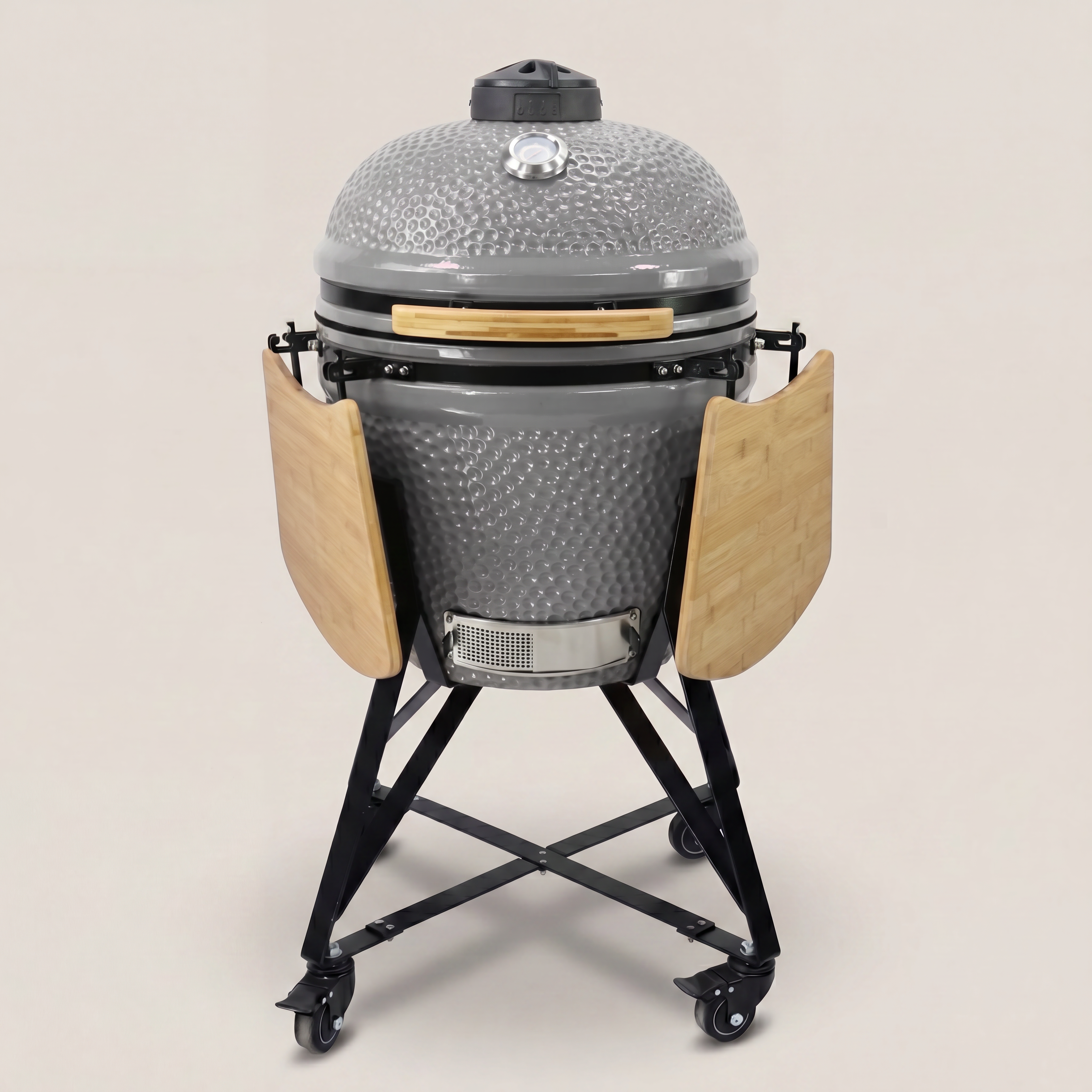 Barbecue kamado gris 21 pouces avec ombres