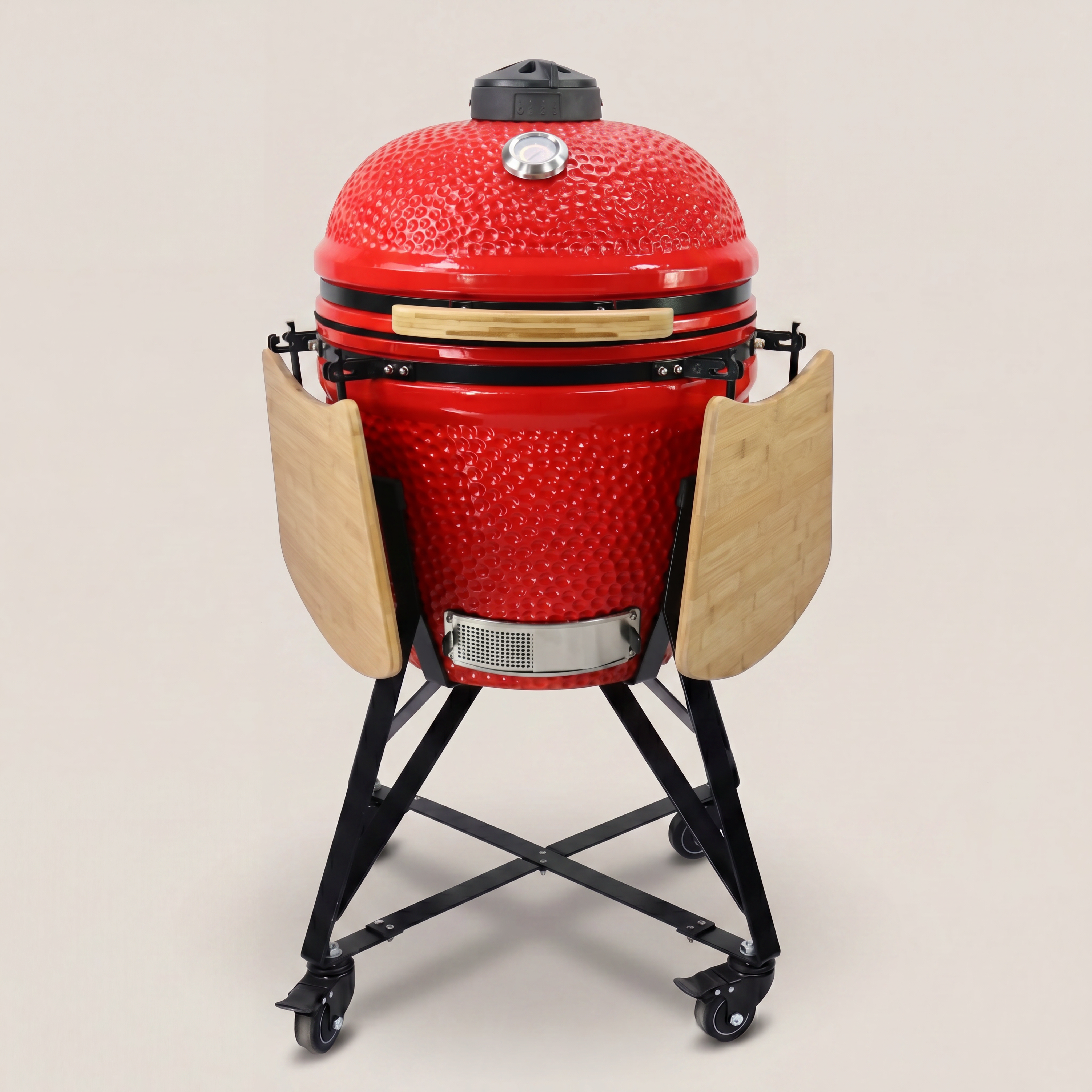 Barbecue kamado rouge 21 pouces avec ombres