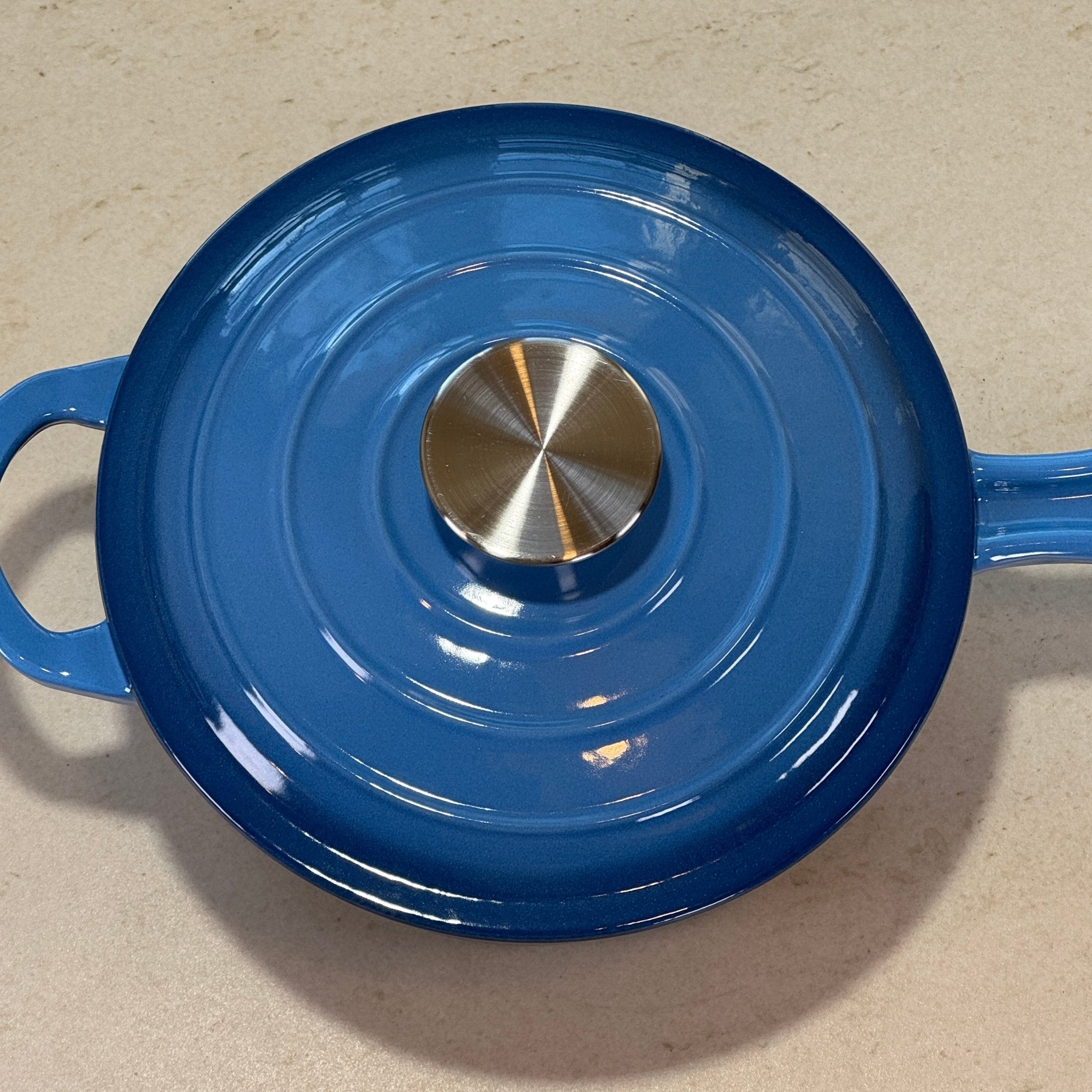 Couvercle casserole fonte émaillée Bleu Perle