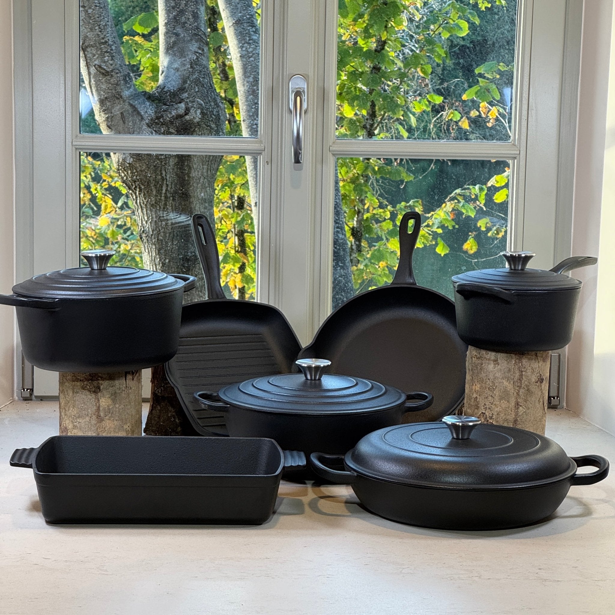 Ensemble sept pièces fonte Noir Mat