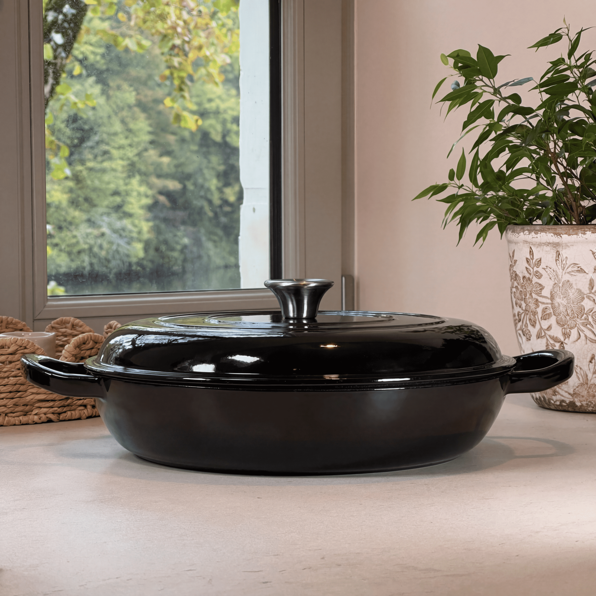 Faitout en fonte émaillée Noir Brillant