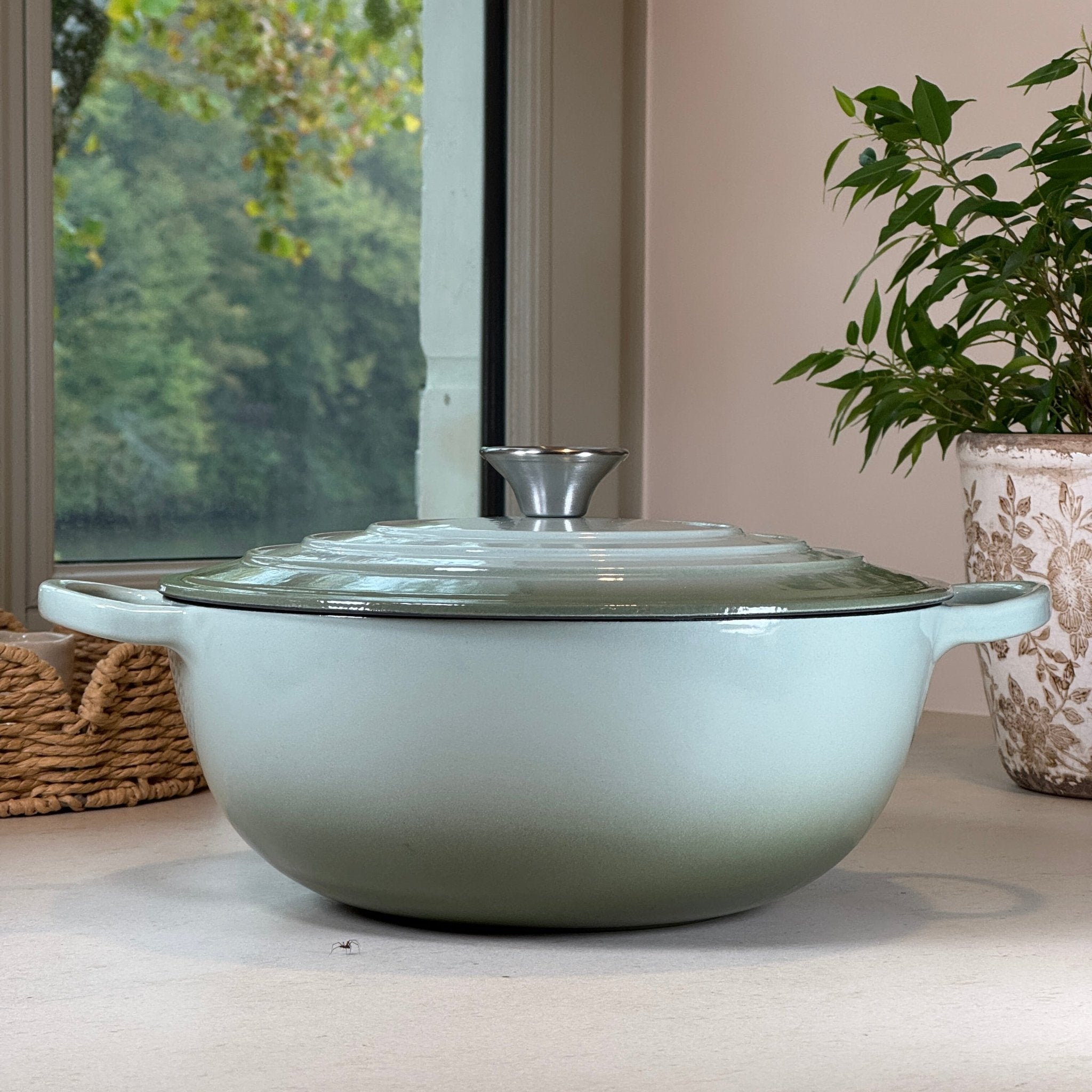 Marmite en fonte émaillée Vert Sauge 26 cm idéale pour soupes, bouillons et plats mijotés