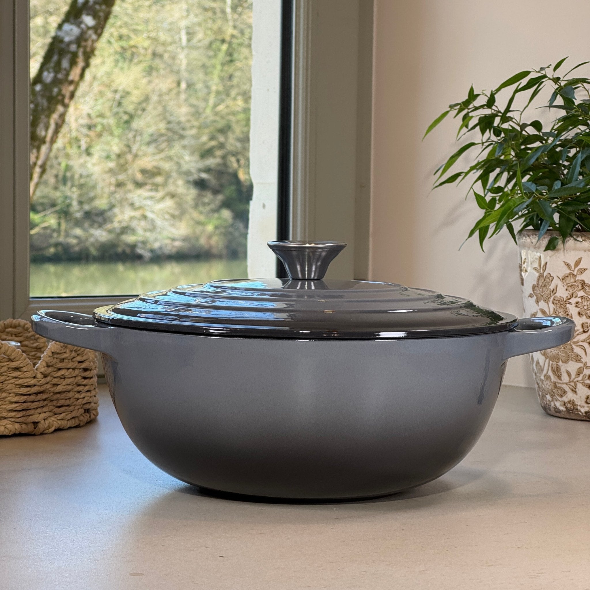 Grill carré en fonte émaillée gris anthracite