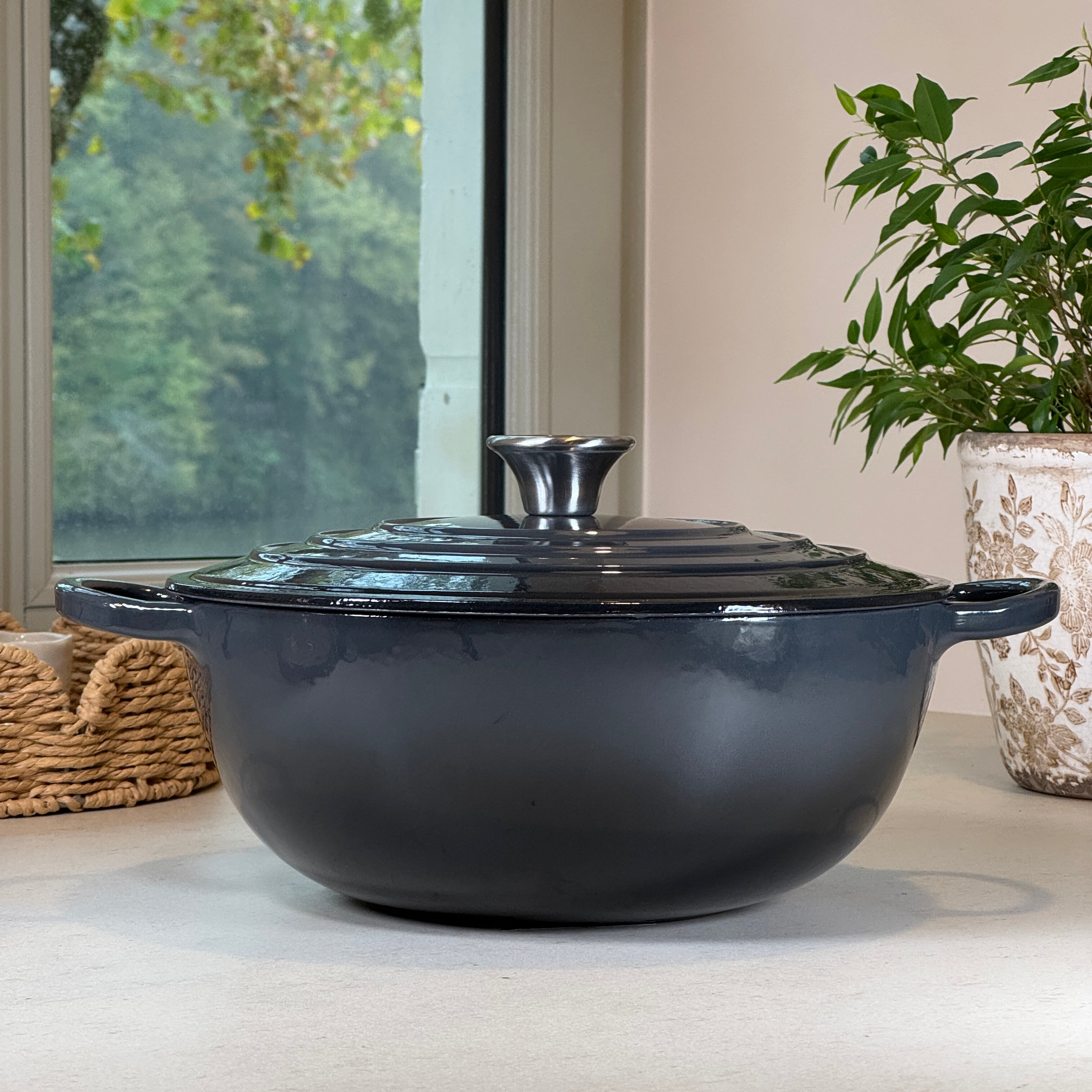 Marmite ronde fonte émaillée gris truffe