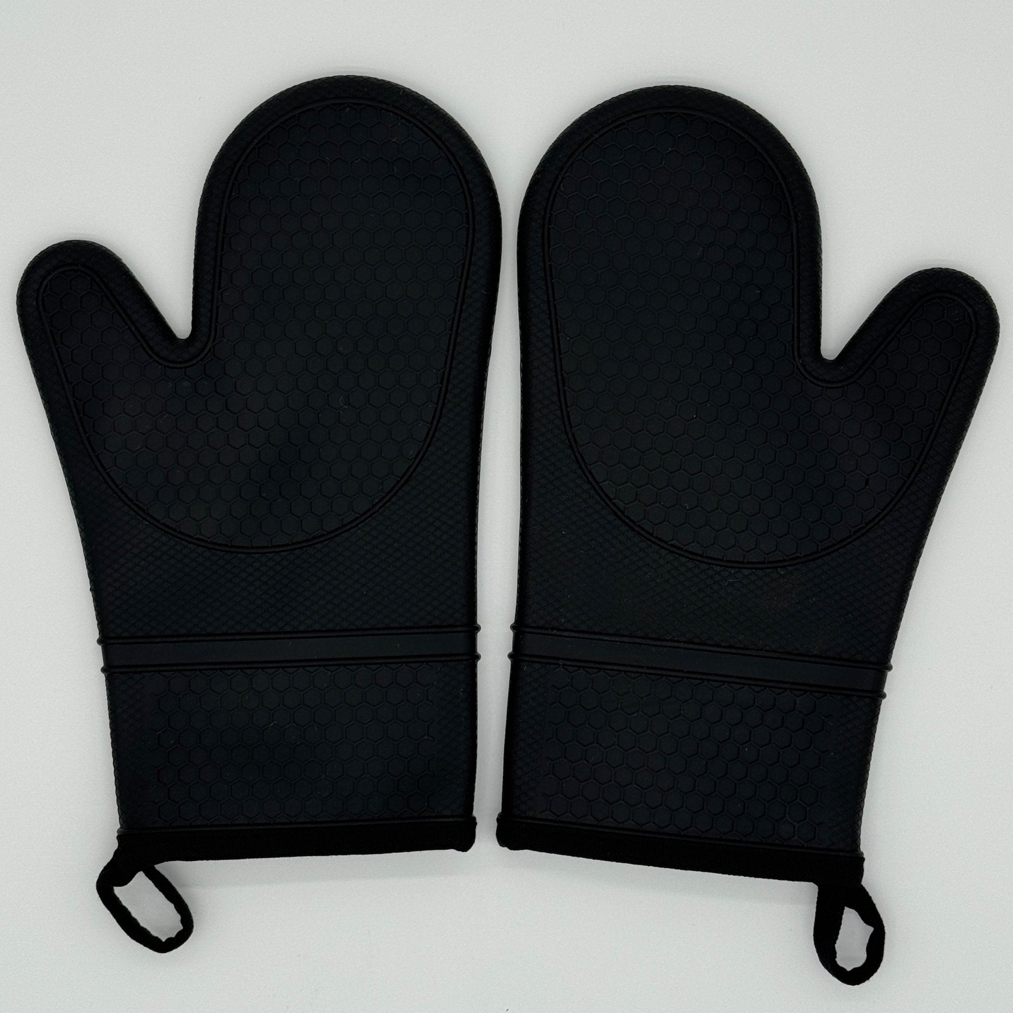 Paire de gants de cuisine en silicone noir avec doublure coton pour une protection thermique optimale au quotidien