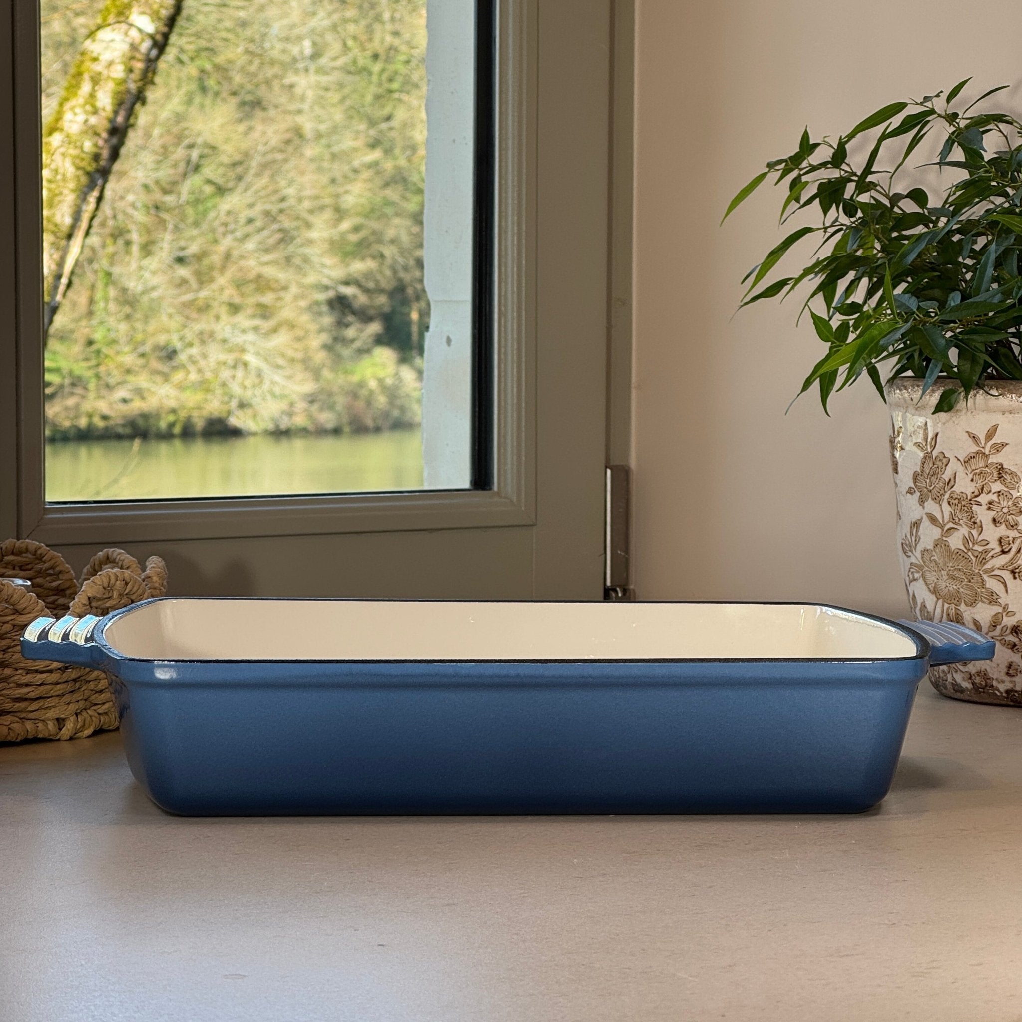 Plat à rôtir fonte émaillée Bleu Perle