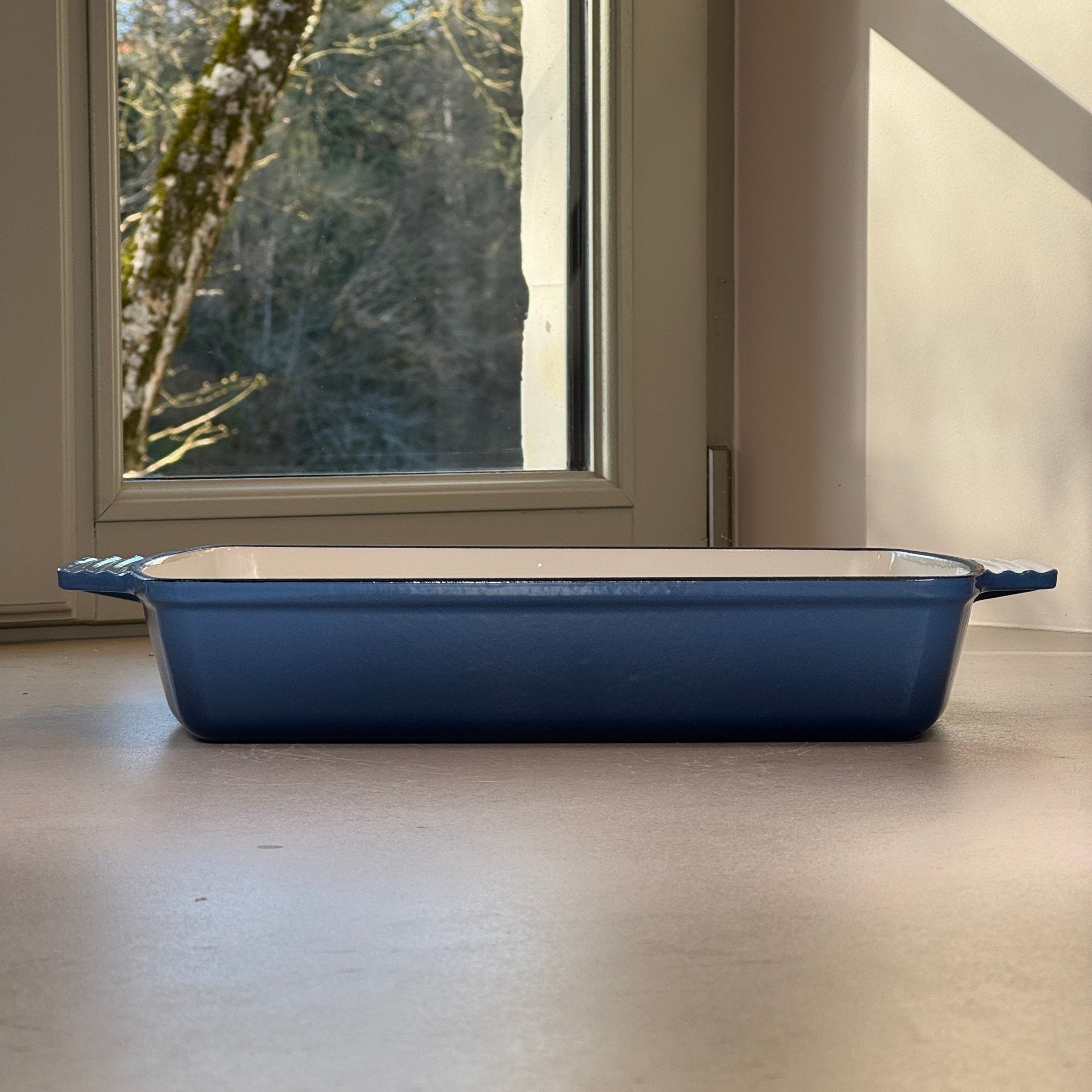 Plat à rôtir en fonte émaillée bleu perle grande capacité idéal pour gratins, lasagnes et plats familiaux au four