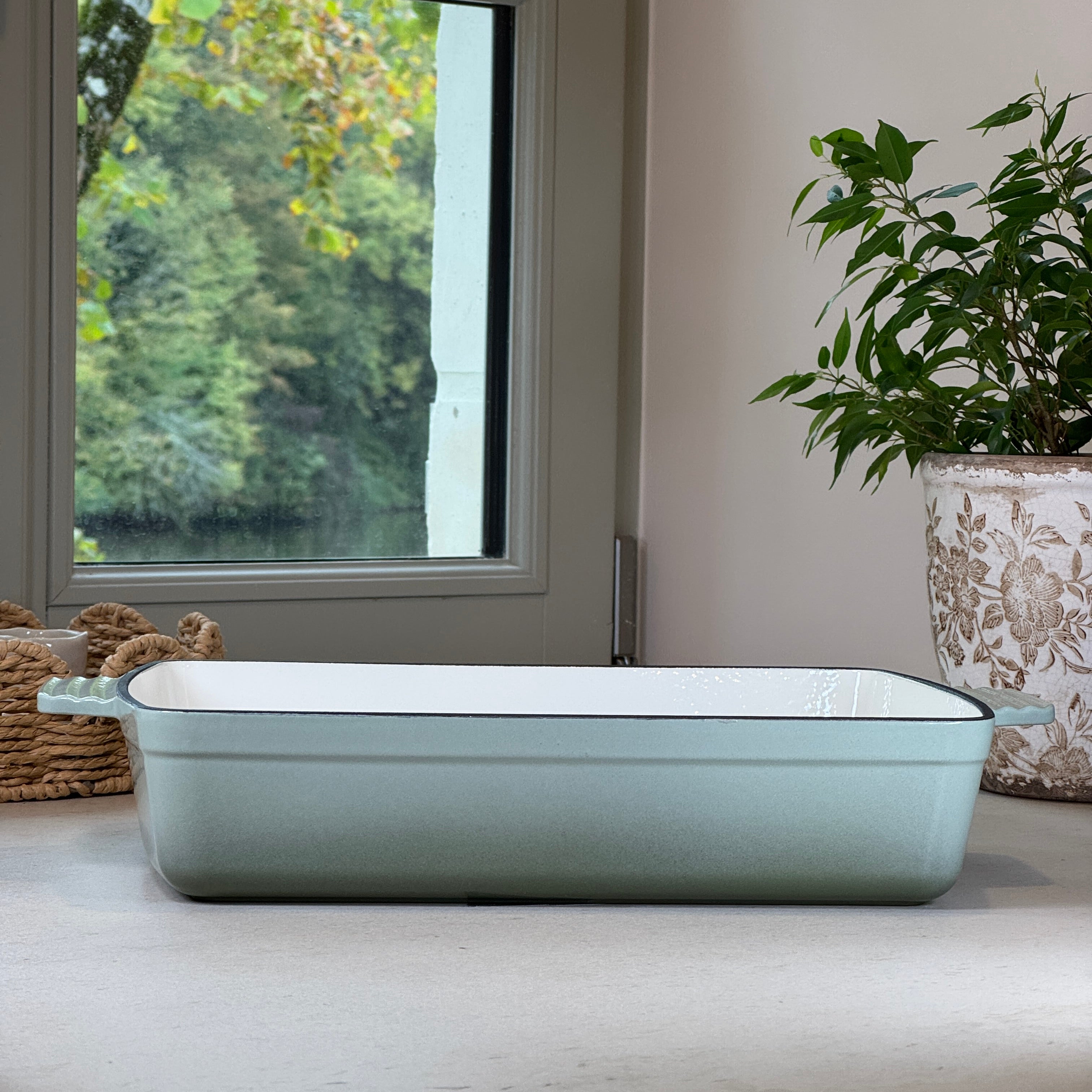 Plat à rôtir en fonte émaillée Vert Sauge