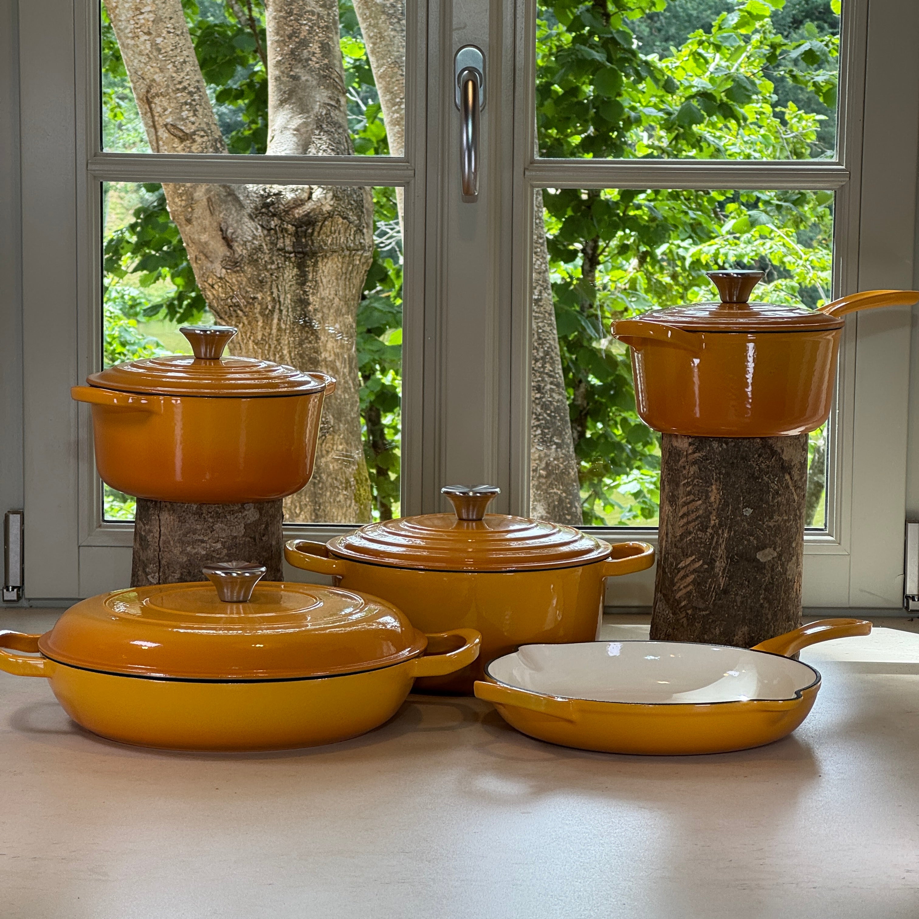 Set de 5 pièces en fonte émaillée Jaune Moutarde