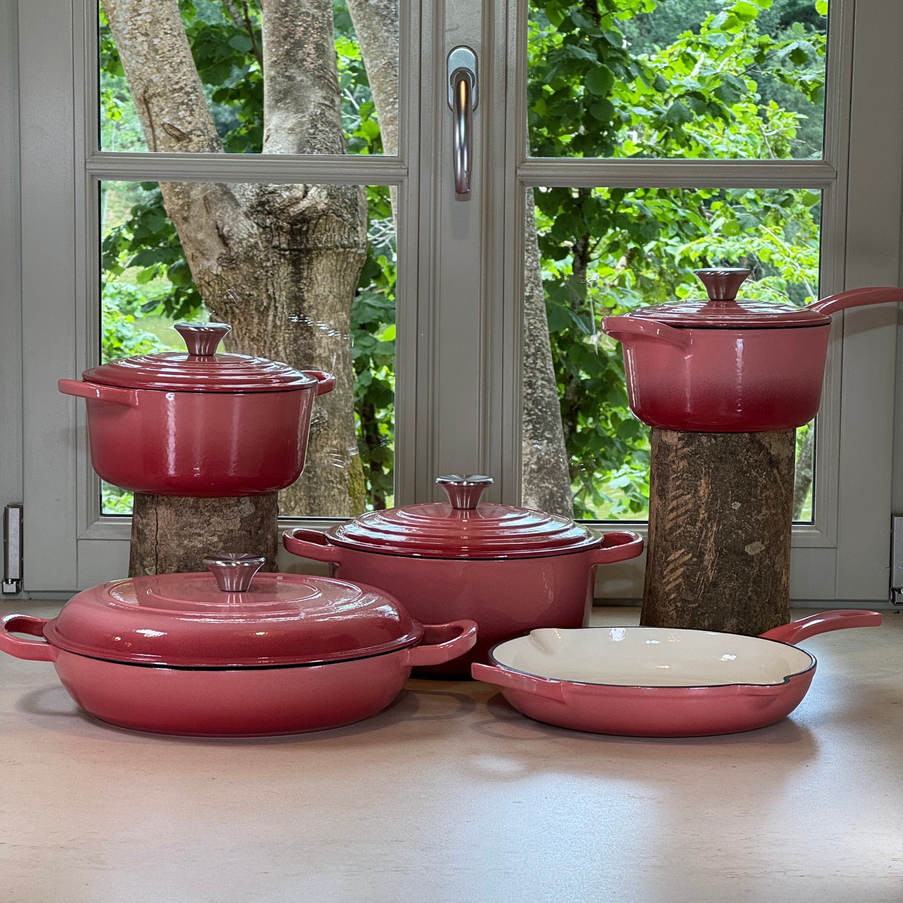 Set de 5 pièces en fonte émaillée Rose