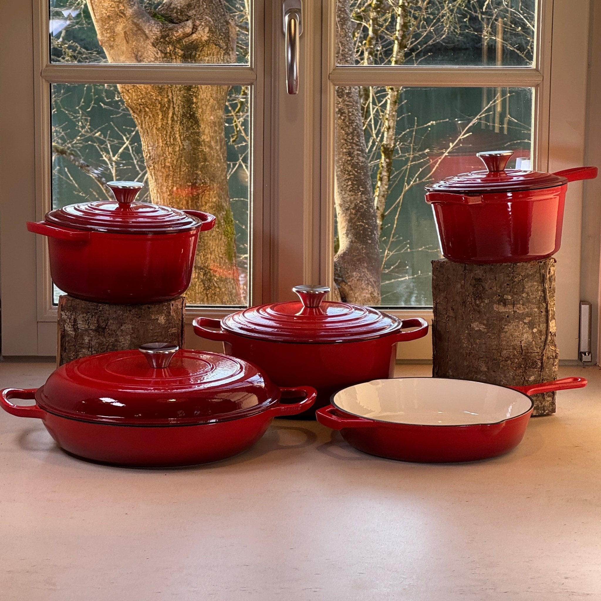 Set de 5 pièces en fonte émaillée Rouge Cerise
